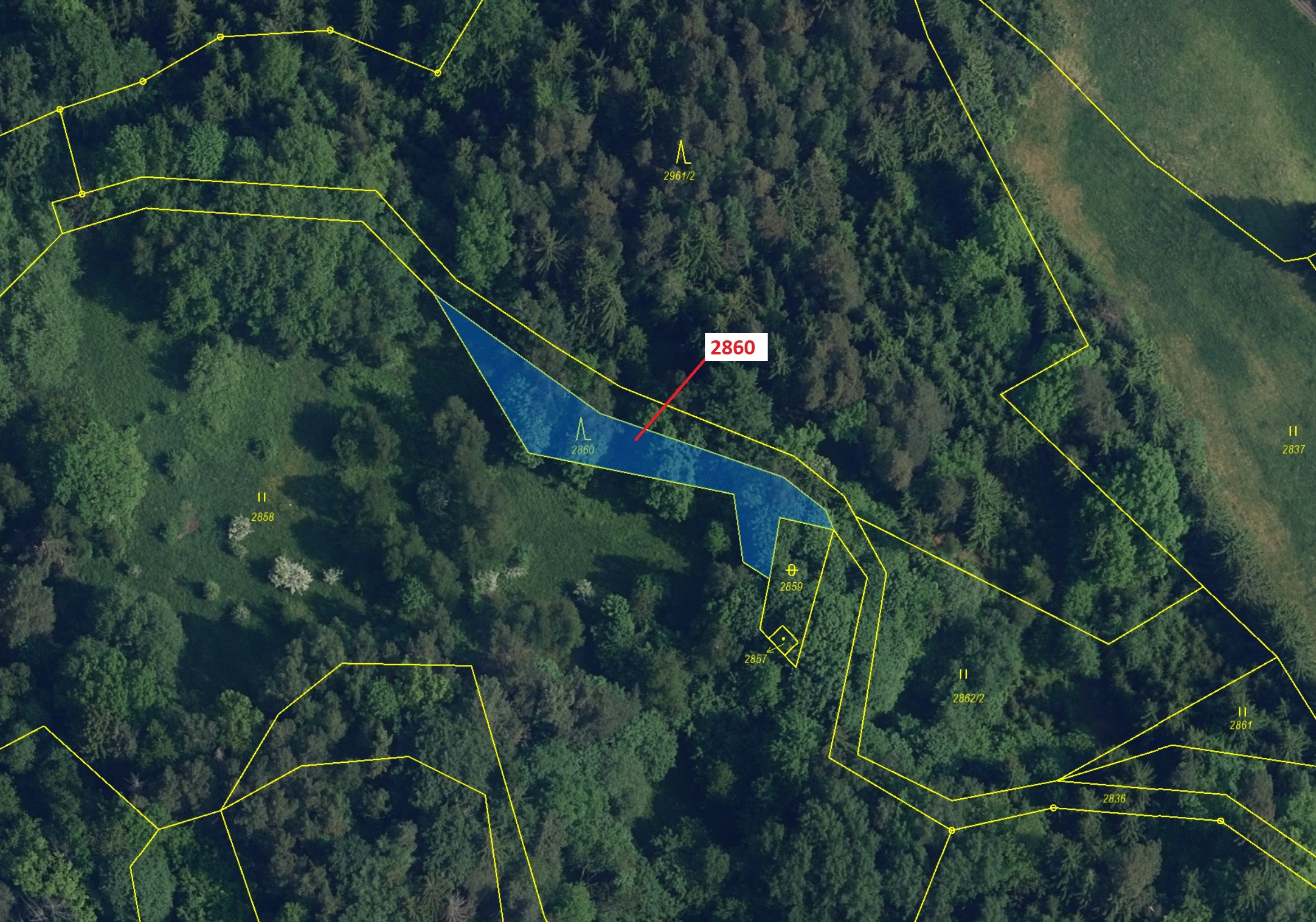 Lesní pozemek o výměře 662 m2, podíl 1/1, katastrální území Český Dub, obec Český Dub, obec s rozšíř