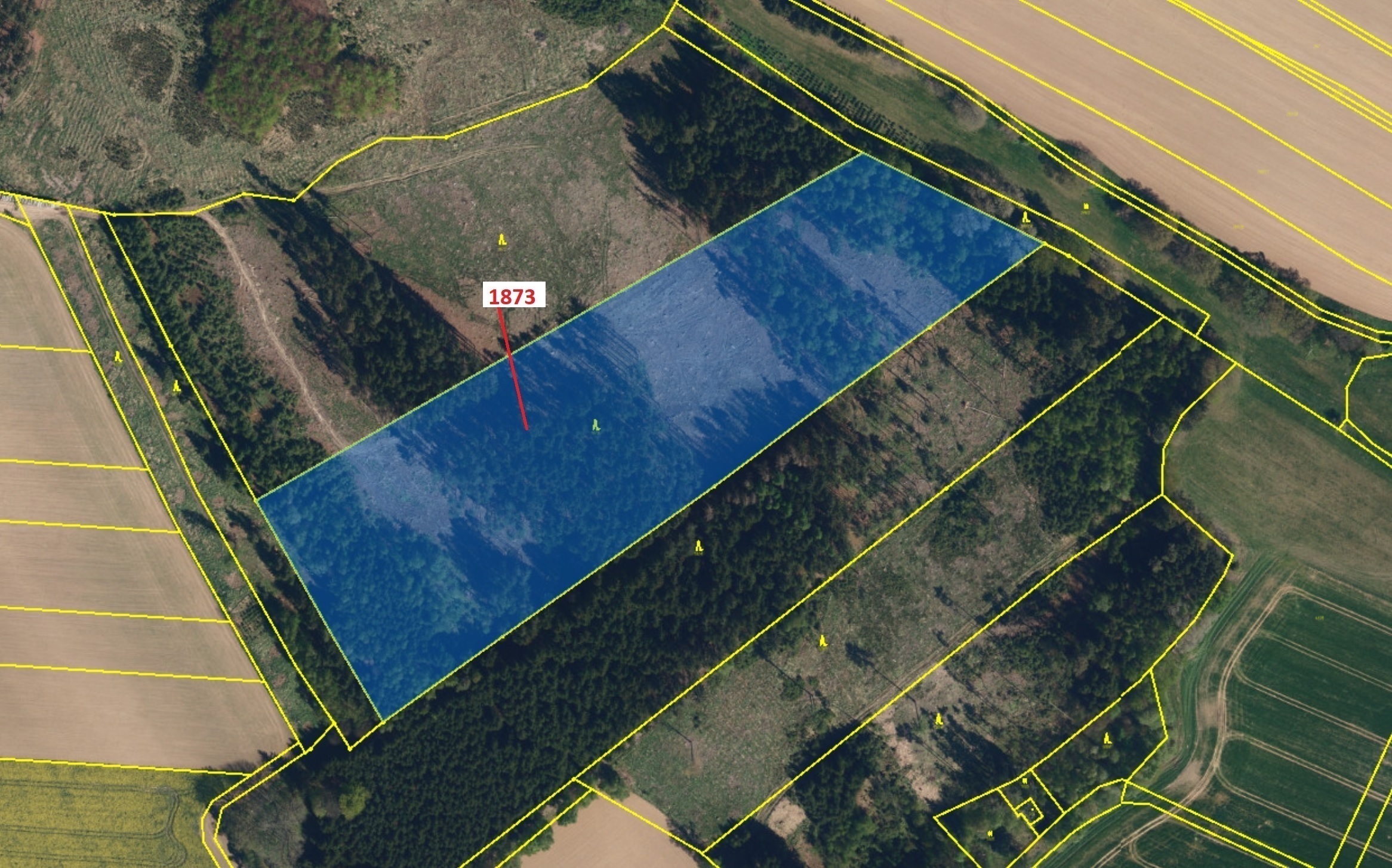 Lesní pozemek o výměře 32 740 m2, podíl 1/1, katastrální území Obrataň, obec Obrataň, obec s rozšíře