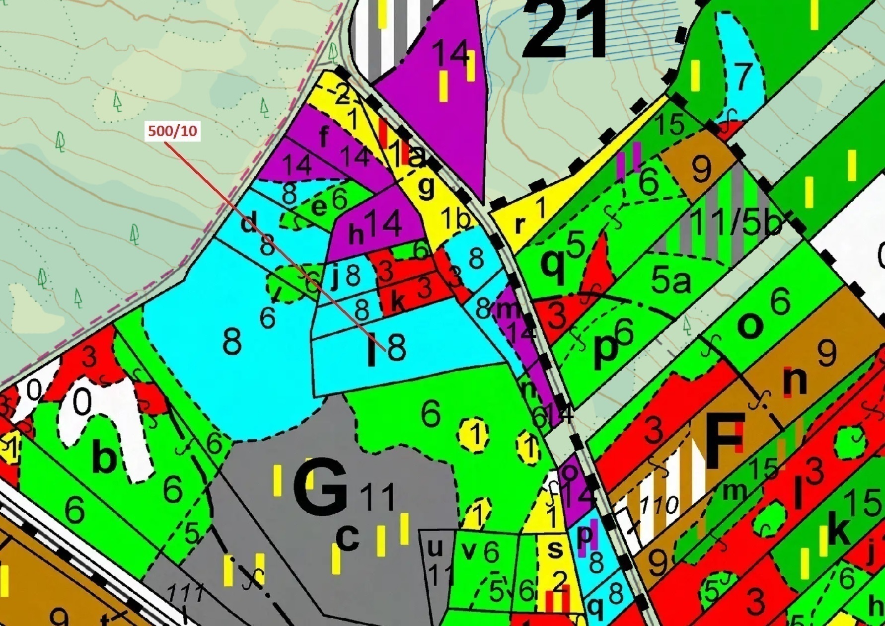 Lesní pozemek o výměře 5 755 m2, podíl 1/1, katastrální území Jílovice u Trhových Svinů, obec Jílovi