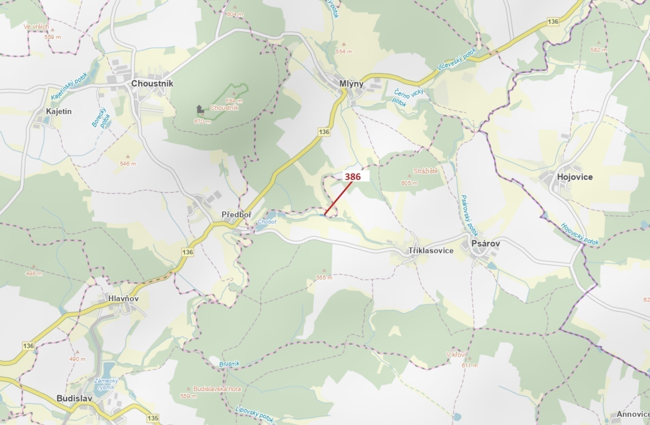 Vodní plocha o výměře 953 m2, podíl 1/1, katastrální území Tříklasovice, obec Psárov, obec s rozšíře