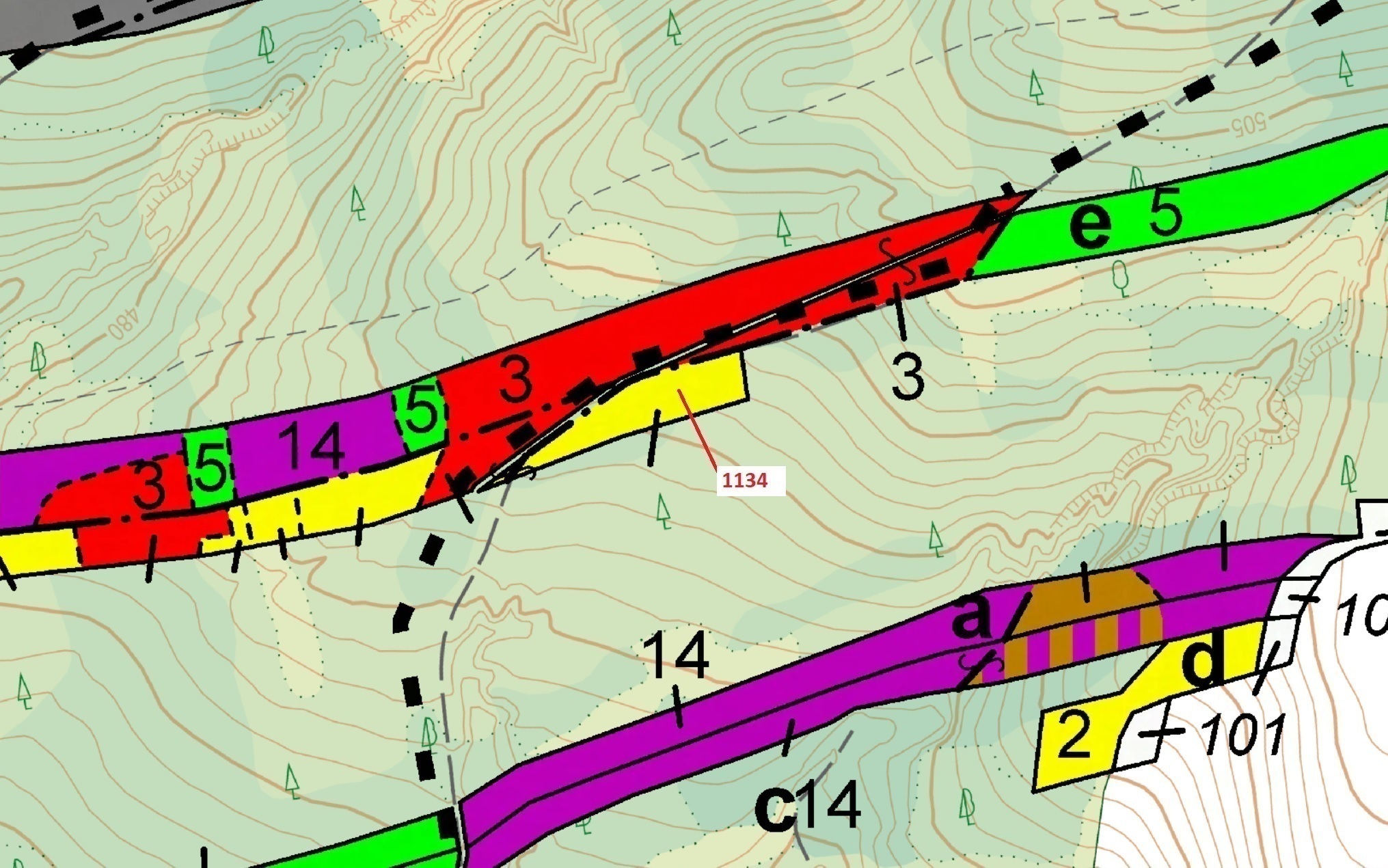Lesní pozemek o výměře 1636 m2, podíl 1/1, katastrální území Podbořánky, obec Jesenice, obec s rozší