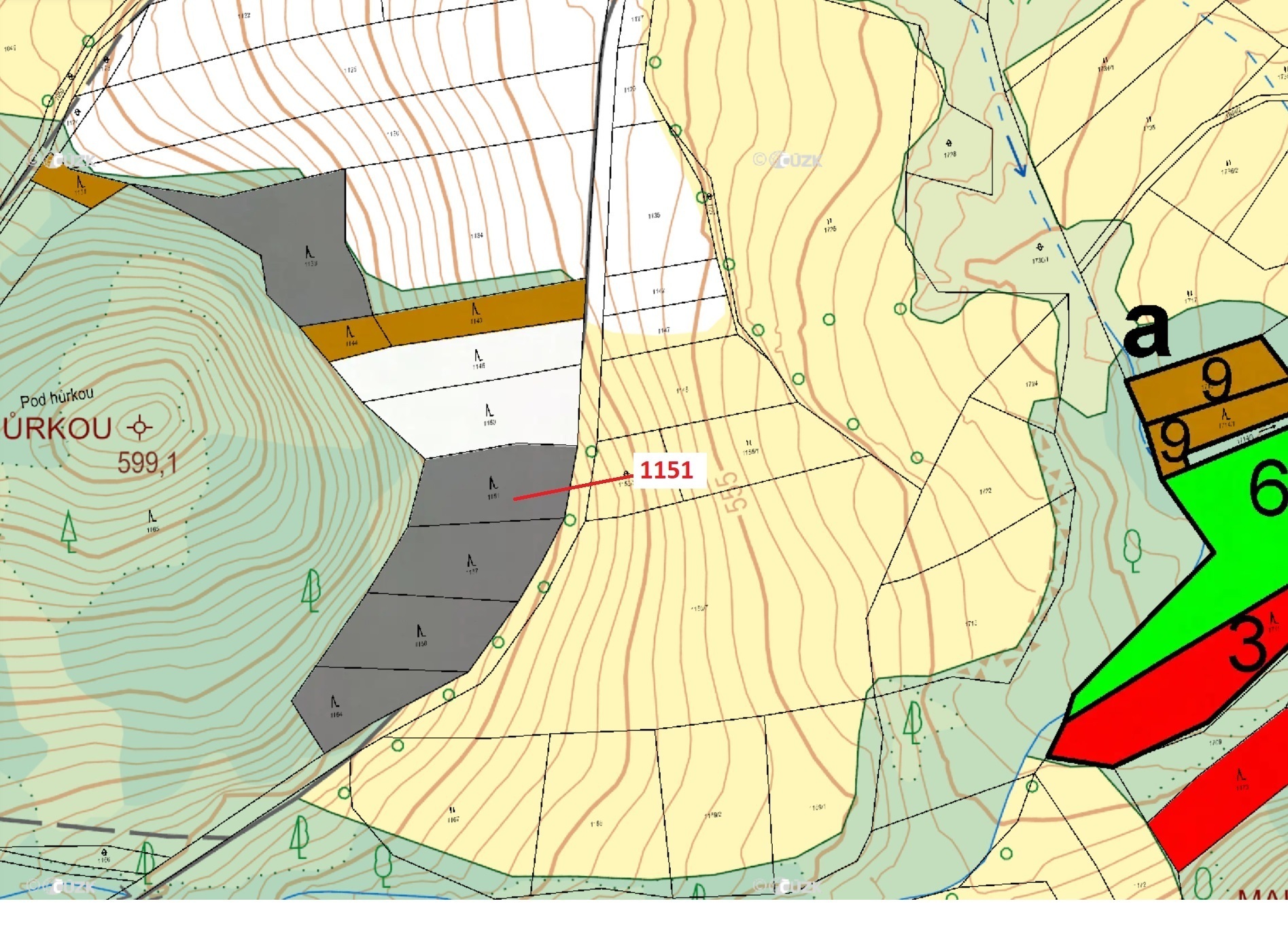 Lesní pozemek o výměře 1331 m2, podíl 1/1, katastrální území Zavlekov, obec Zavlekov, obec s rozšíře