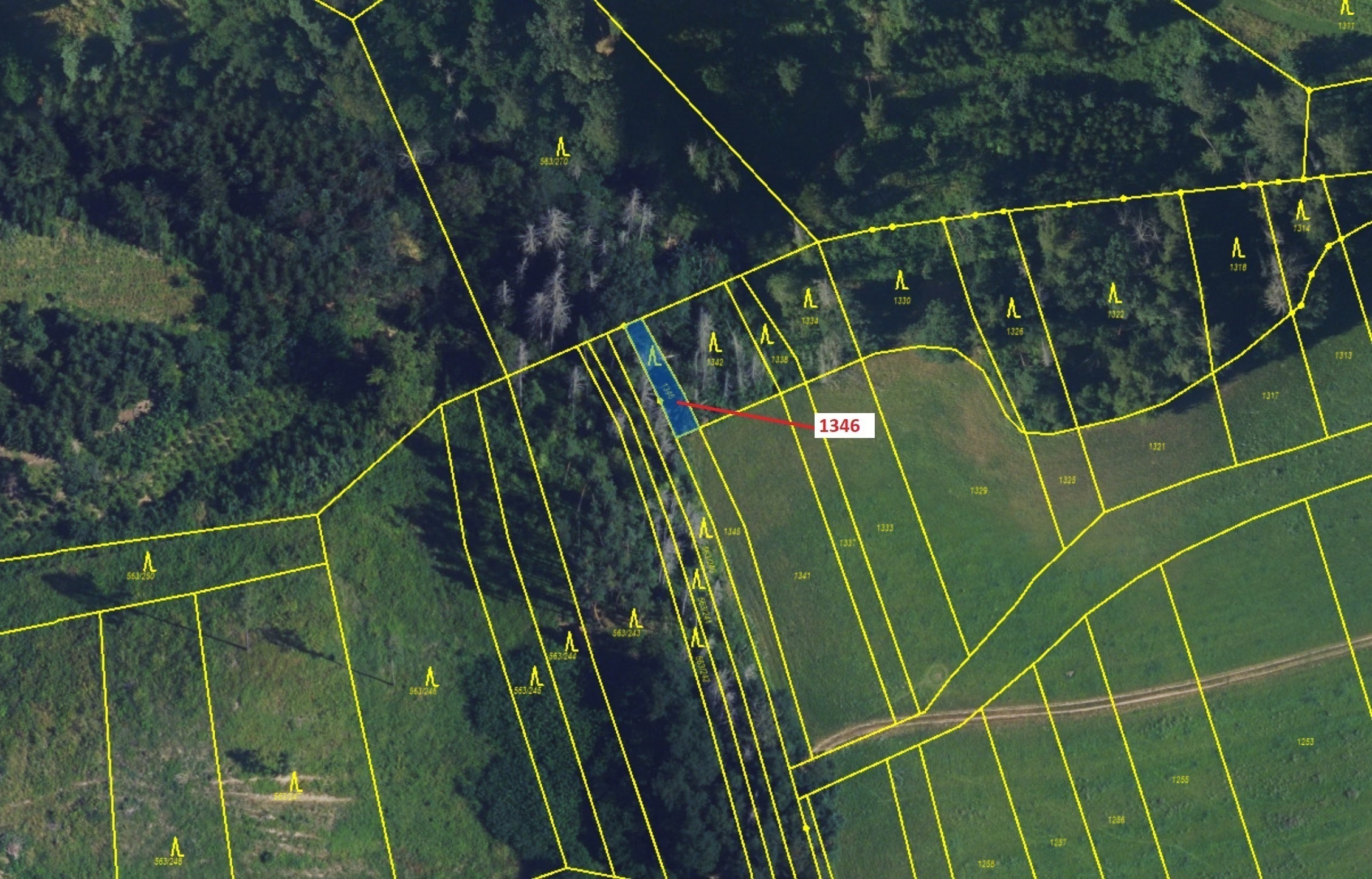 Lesní pozemek o výměře 135 m2, podíl 1/1, katastrální území Spešov, obec Spešov, obec s rozšířenou p