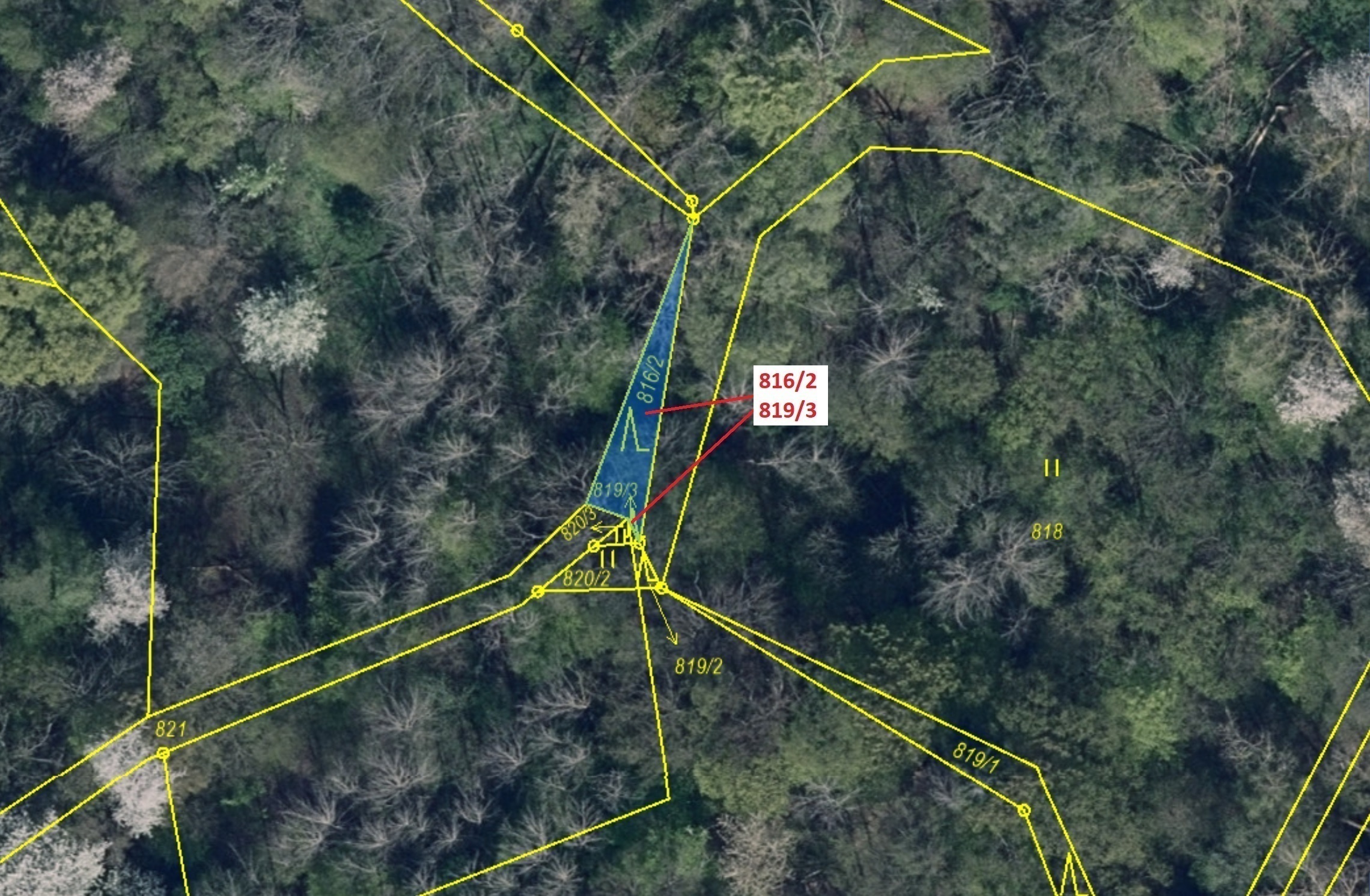 Lesní pozemky o výměře 85 m2, podíl  9/10, katastrální území Zubrnice, obec Zubrnice, obec s rozšíře