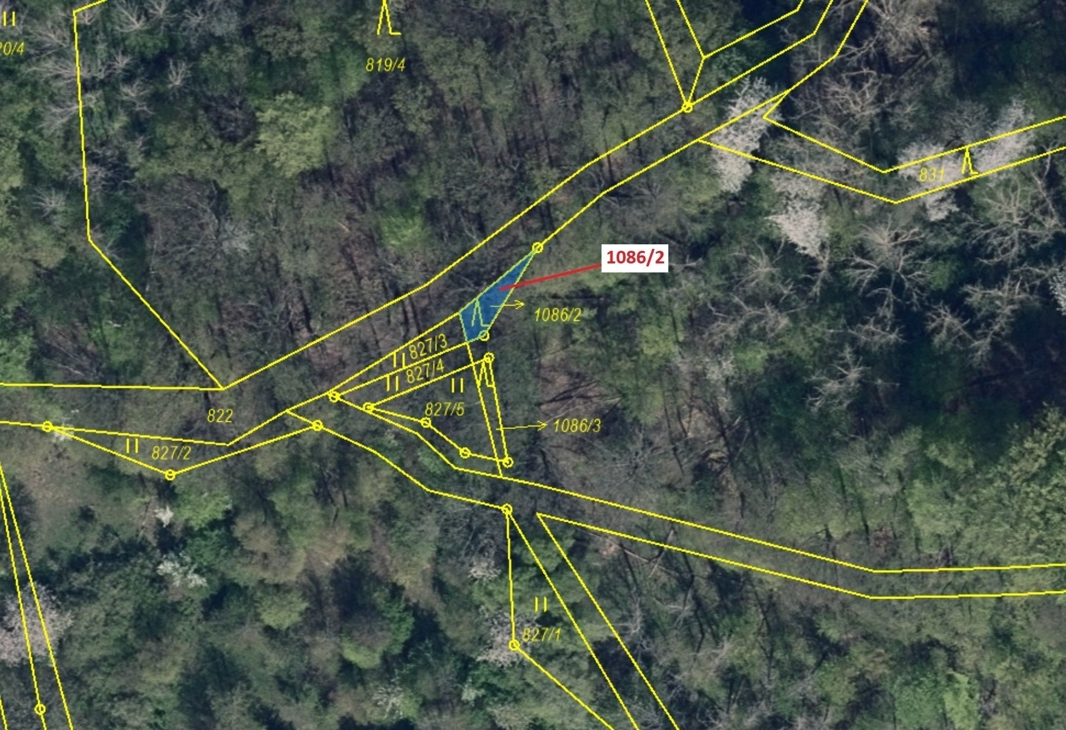 Lesní pozemek o výměře 26 m2, podíl  9/10, katastrální území Zubrnice, obec Zubrnice, obec s rozšíře