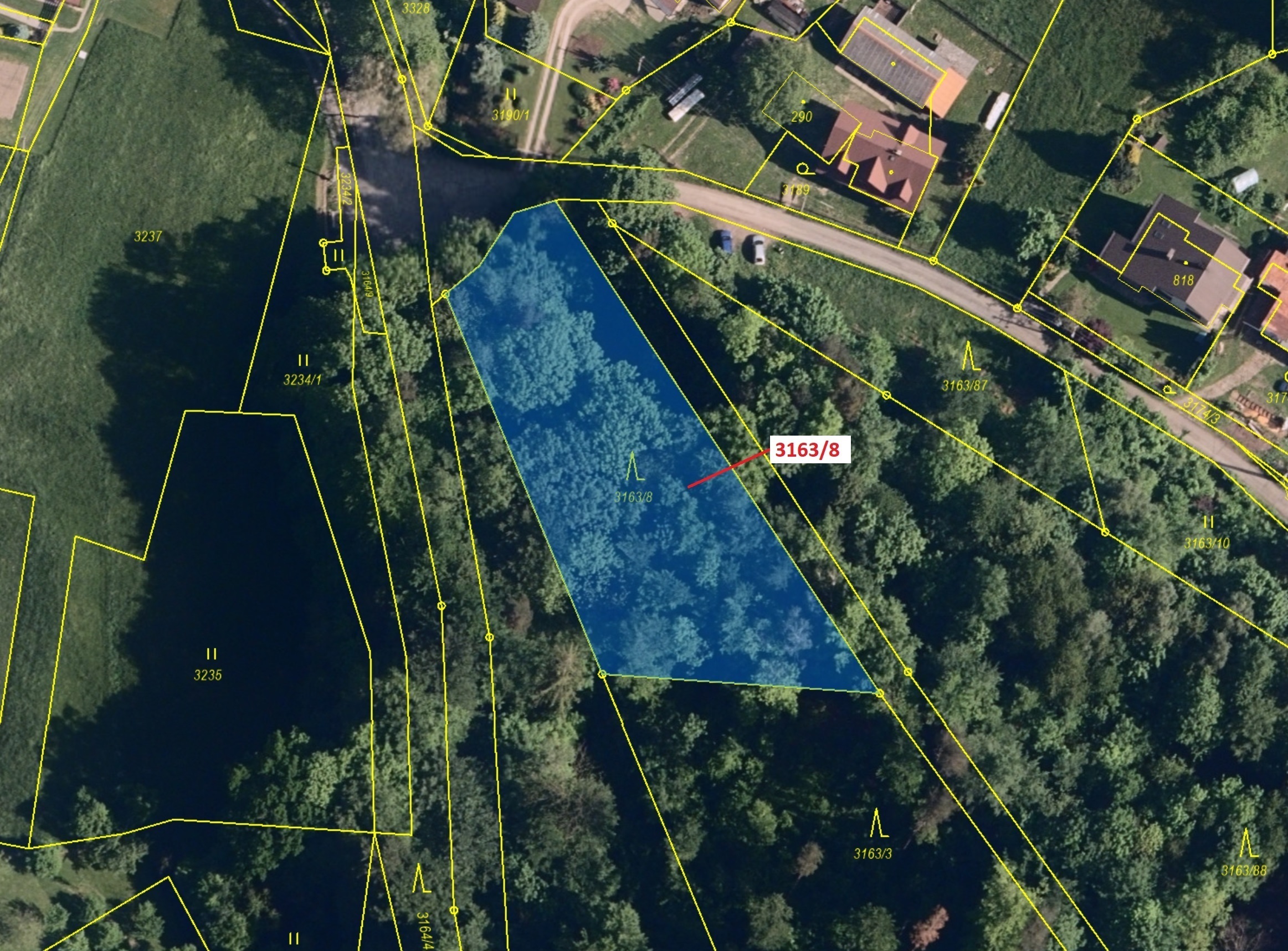 Lesní pozemek o výměře 1981 m2, podíl 1/1, katastrální území Oldřichovice u Třince, obec Třinec, obe