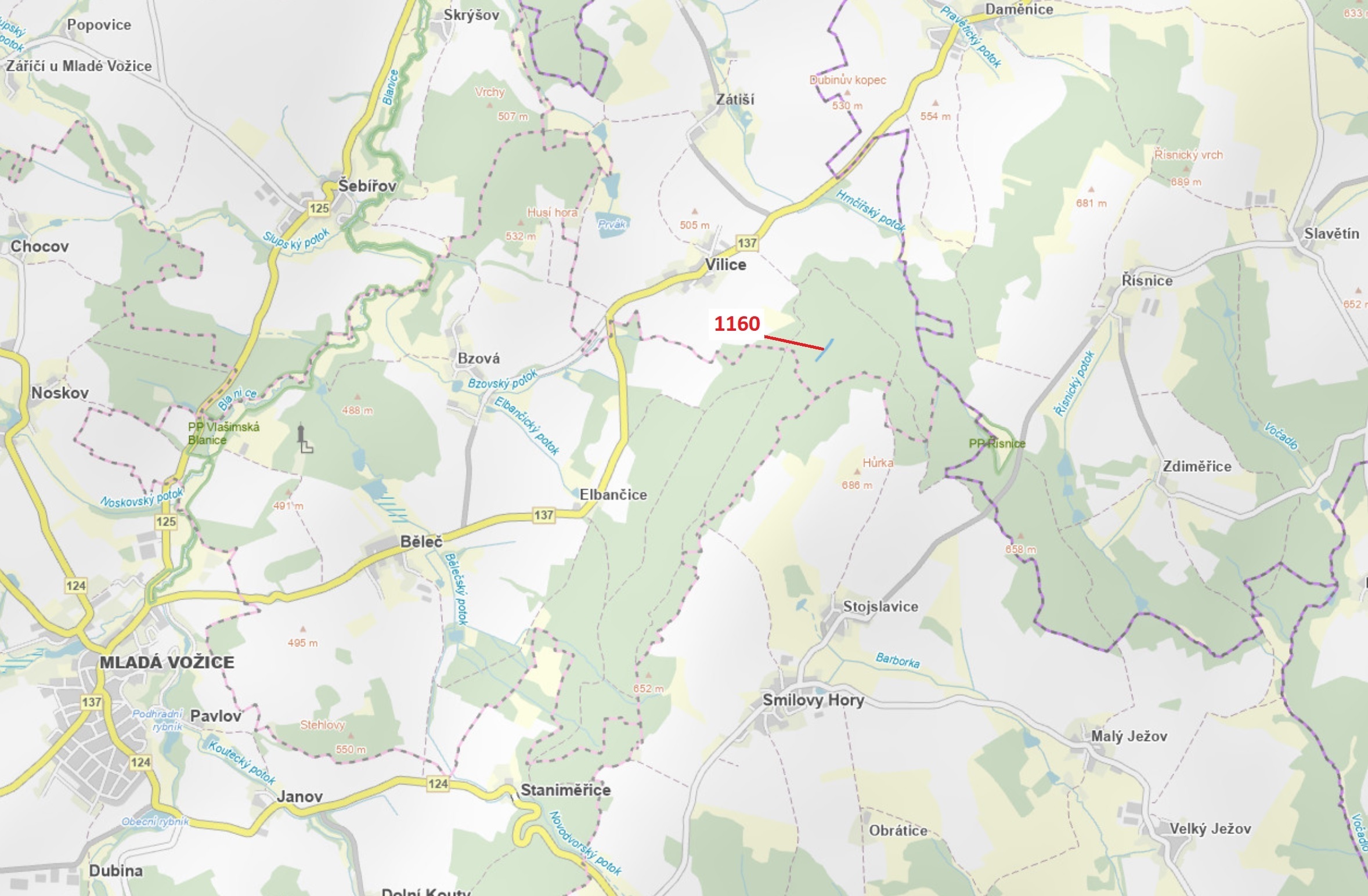 Lesní pozemek o výměře 2693 m2, podíl 1/1, katastrální území Vilice, obec Vilice, obec s rozšířenou 