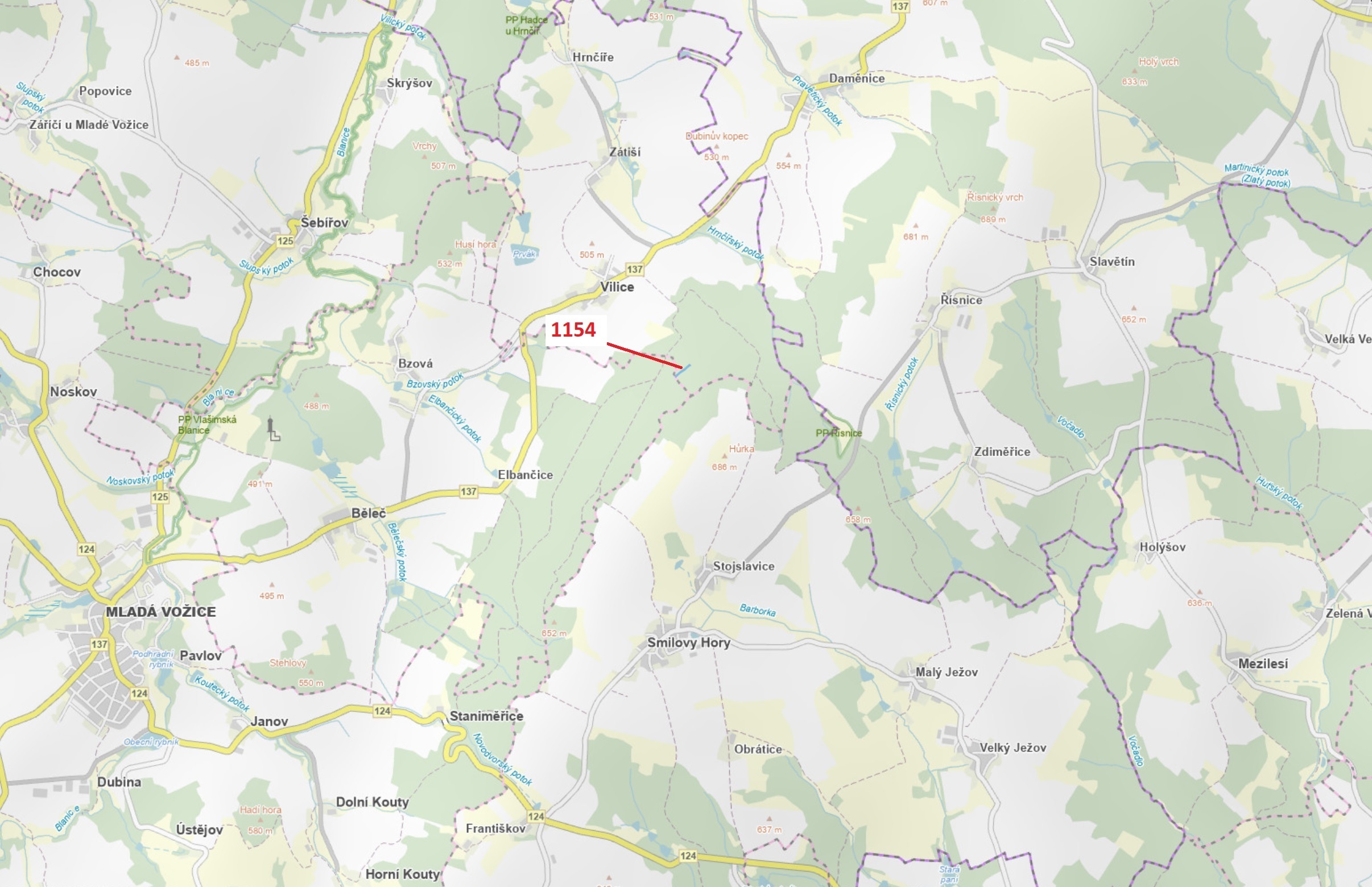 Lesní pozemek o výměře 2384 m2, podíl 1/1, katastrální území Vilice, obec Vilice, obec s rozšířenou 