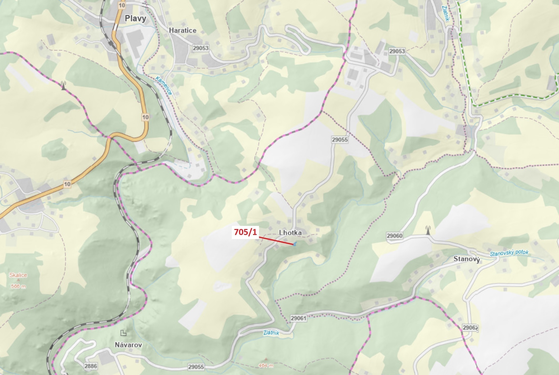 Trvalý travní porost o výměře 438 m2, podíl 1/1, katastrální území Lhotka u Zlaté Olešnice, obec Zla