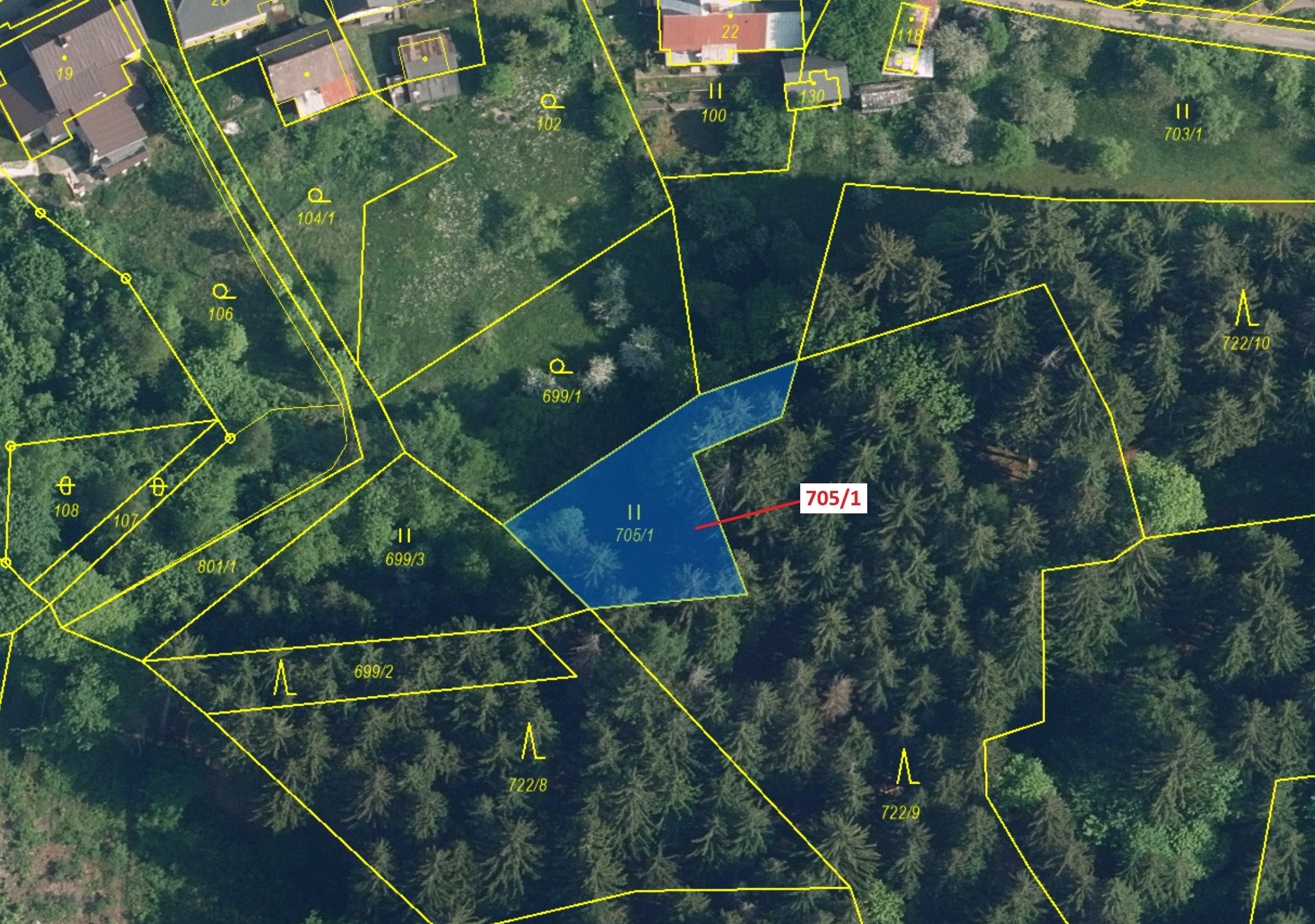 Trvalý travní porost o výměře 438 m2, podíl 1/1, katastrální území Lhotka u Zlaté Olešnice, obec Zla