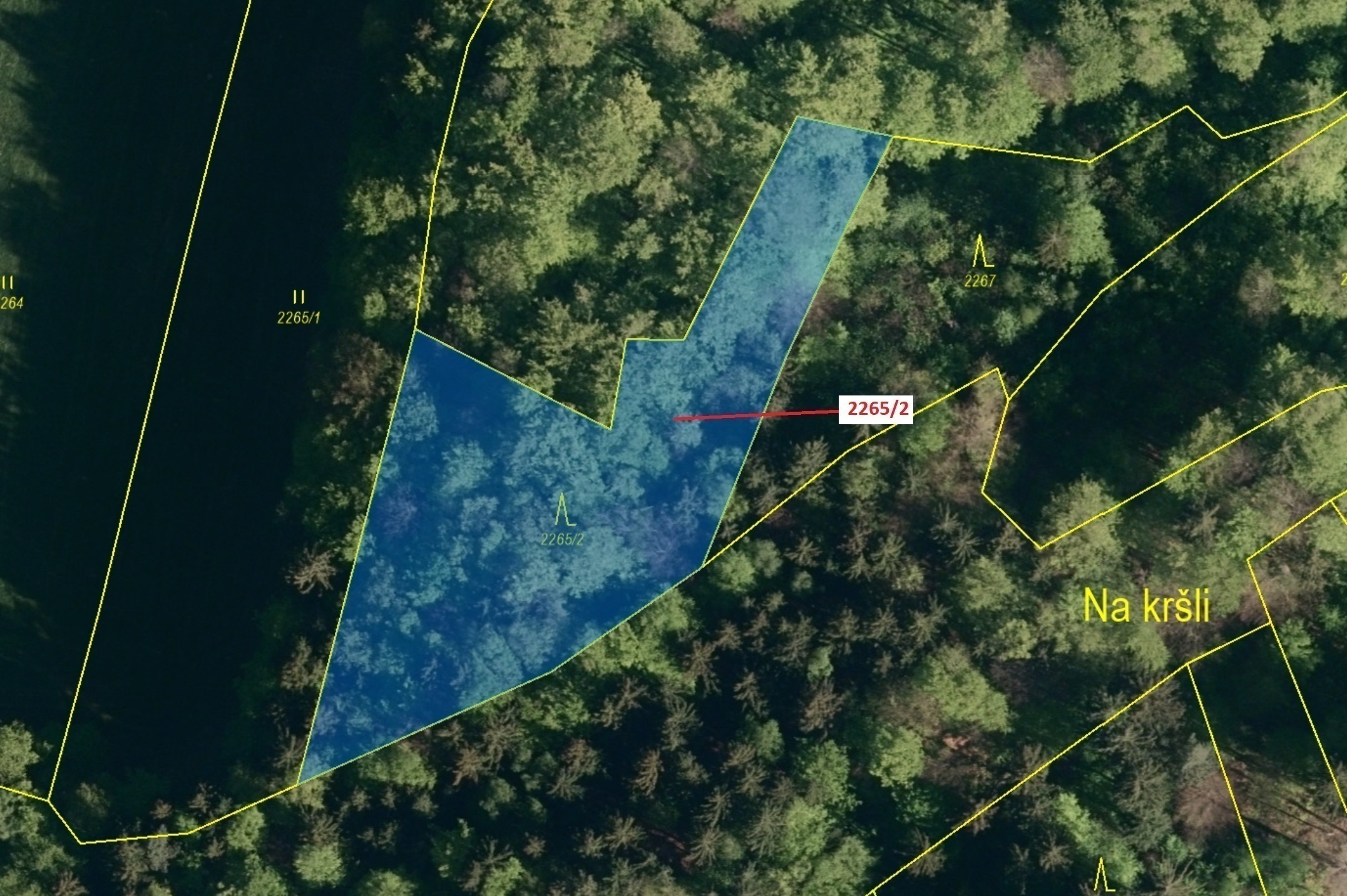 Lesní pozemek o výměře 2225 m2, podíl 1/1, katastrální území Zděchov, obec Zděchov, obec s rozšířeno