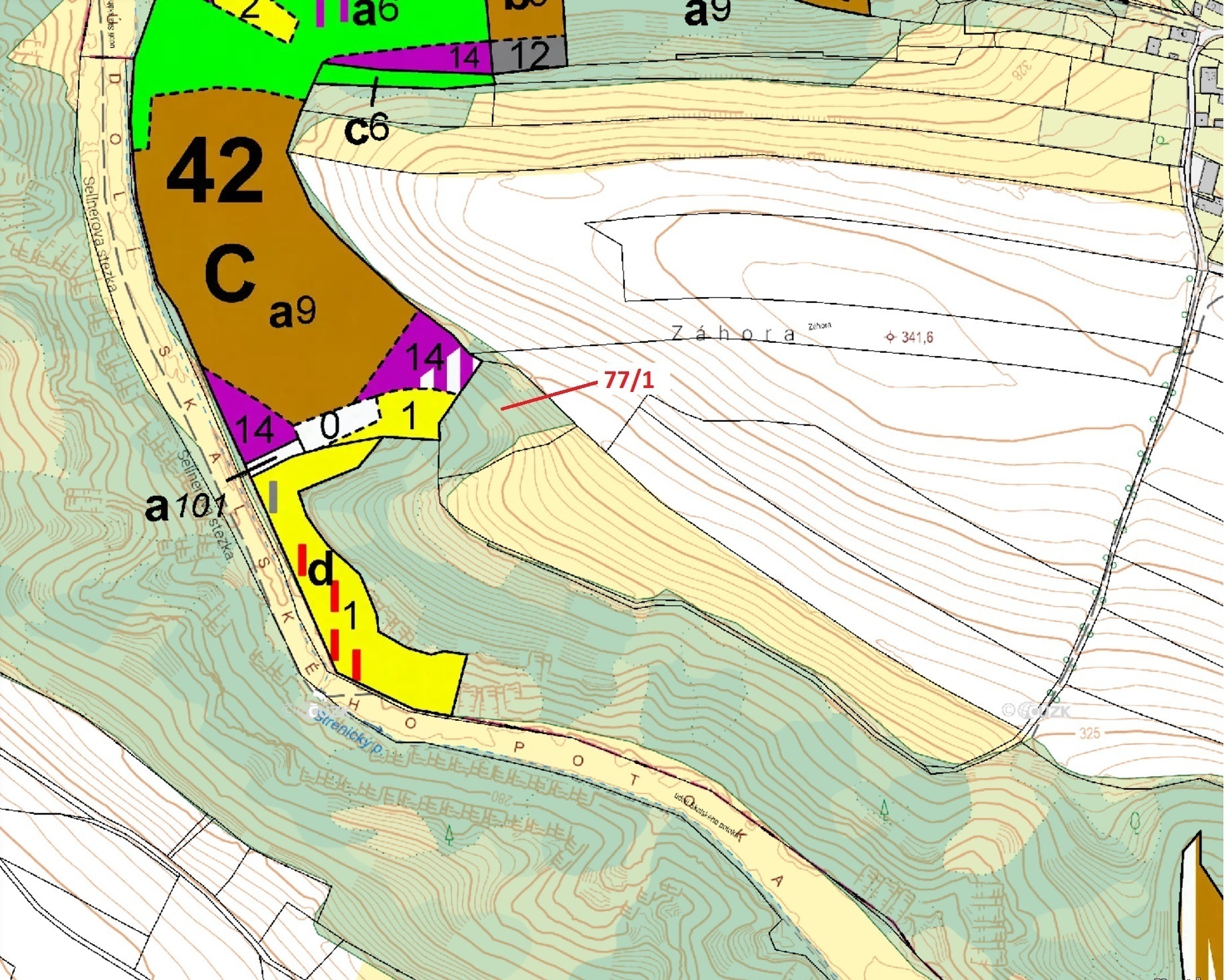 Lesní pozemek o výměře 4432 m2, podíl 1/1, katastrální území Víska u Březovic, obec Březovice, obec 