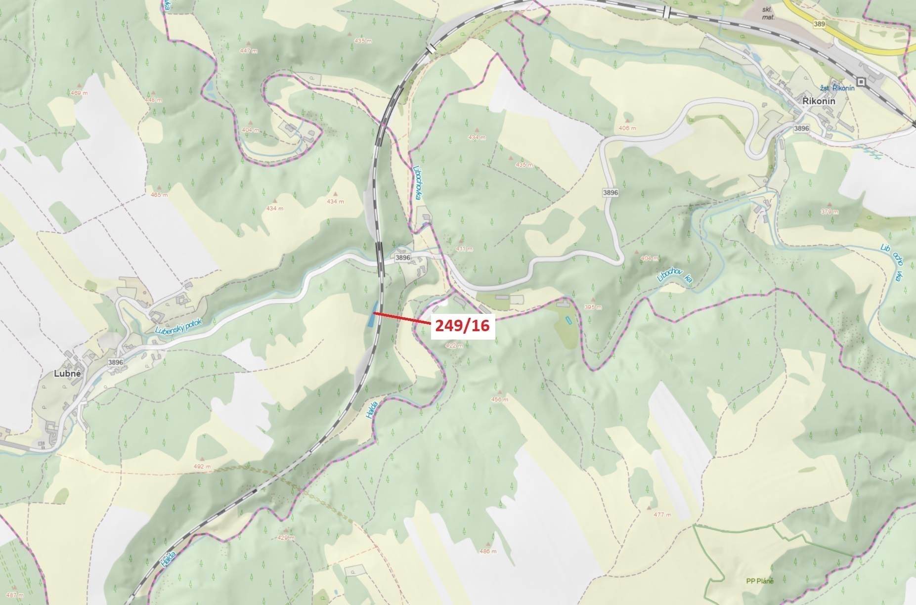 Lesní pozemek o výměře 802 m2, podíl 1/1, katastrální území Lubné, obec Lubné, obec s rozšířenou půs