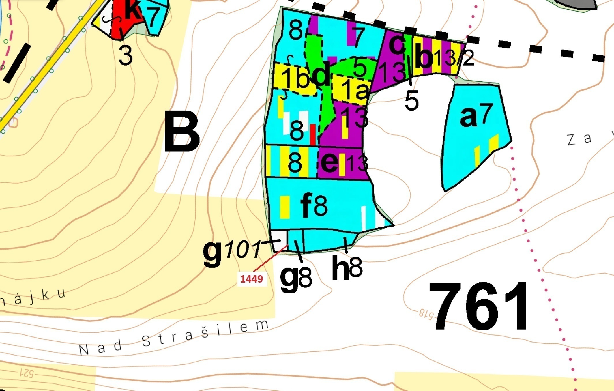 Lesní pozemek o výměře 638 m2, podíl 1/1, katastrální území Bezděkov u Kasejovic, obec Hradiště, obe