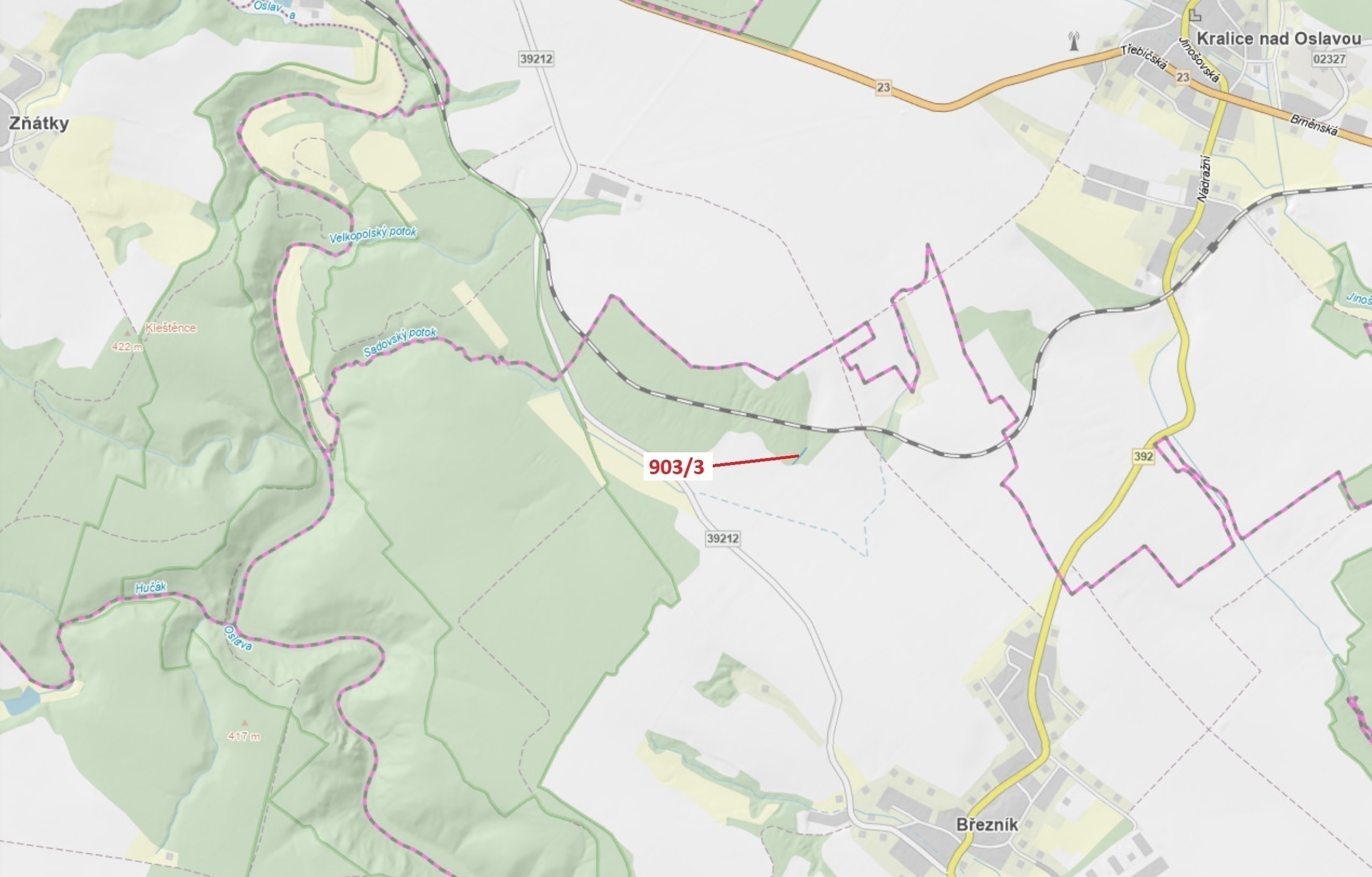 Lesní pozemek o výměře 234 m2, podíl 1/1, katastrální území Březník, obec Březník, obec s rozšířenou