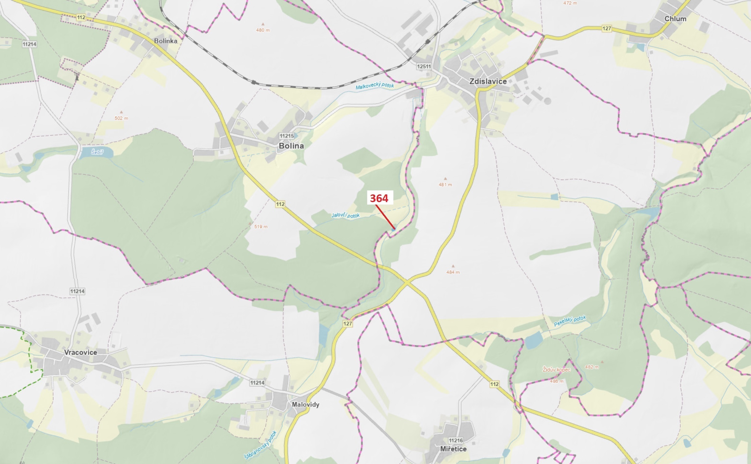 Lesní pozemek o výměře 838 m2, podíl 1/1, katastrální území Bolina, obec Vlašim, obec s rozšířenou p