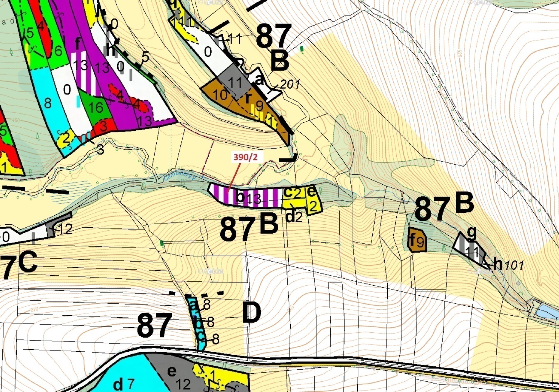 Lesní pozemek o výměře 3464 m2, podíl 1/1, katastrální území Tříklasovice, obec Psárov, obec s rozší