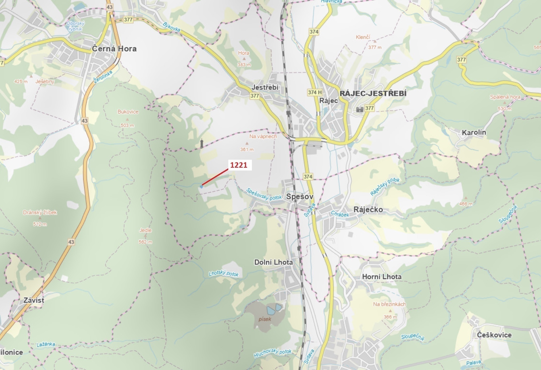 Lesní pozemek o výměře 1590 m2, podíl 1/1, katastrální území Spešov, obec Spešov, obec s rozšířenou 