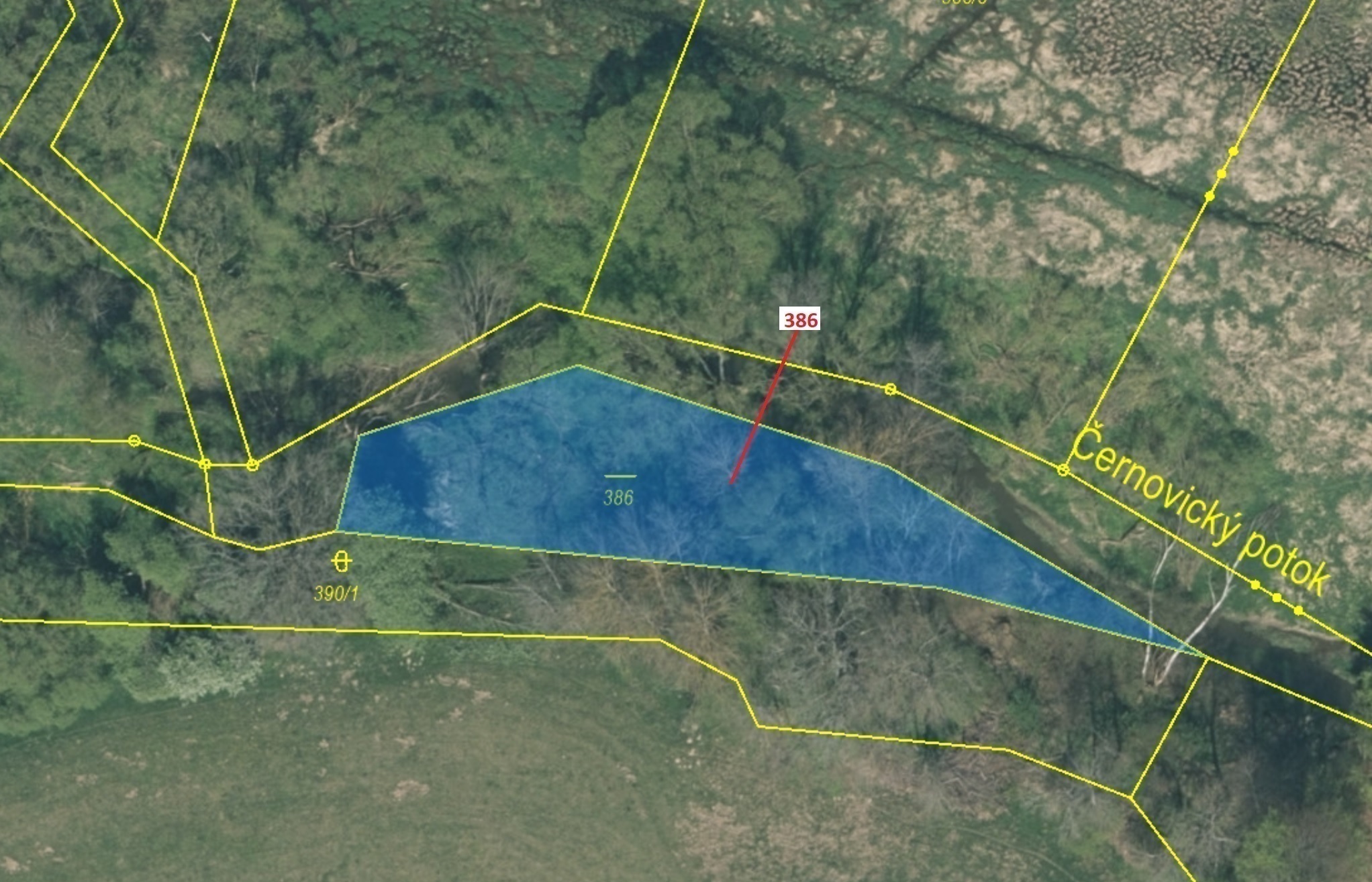 Vodní plocha o výměře 953 m2, podíl 1/1, katastrální území Tříklasovice, obec Psárov, obec s rozšíře