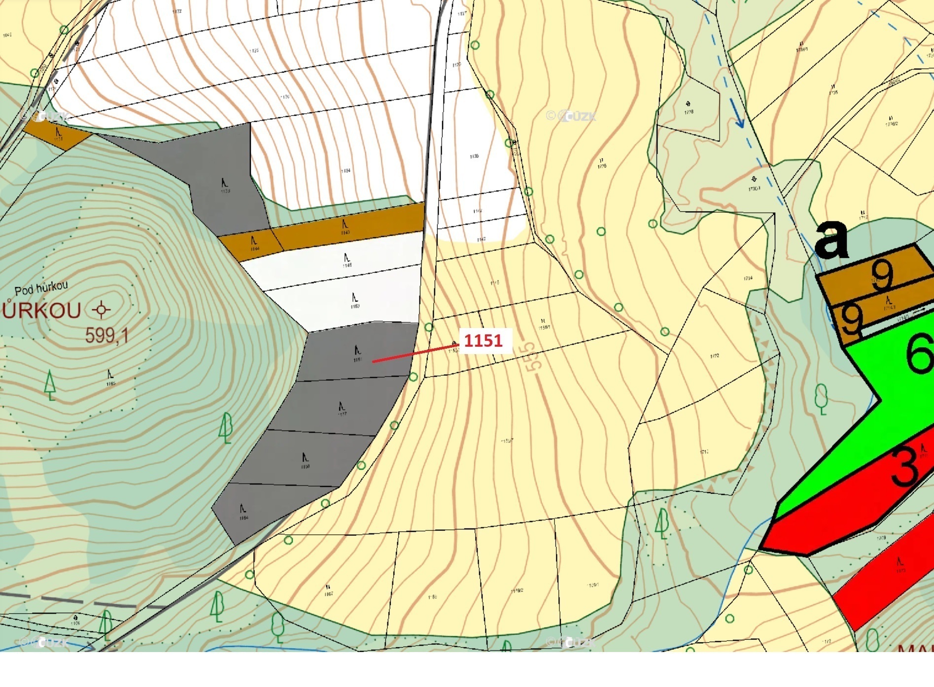 Lesní pozemek o výměře 1331 m2, podíl 1/1, katastrální území Zavlekov, obec Zavlekov, obec s rozšíře