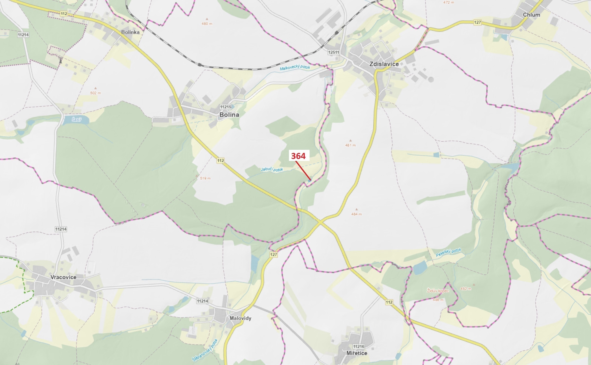 Lesní pozemek o výměře 838 m2, podíl 1/1, katastrální území Bolina, obec Vlašim, obec s rozšířenou p