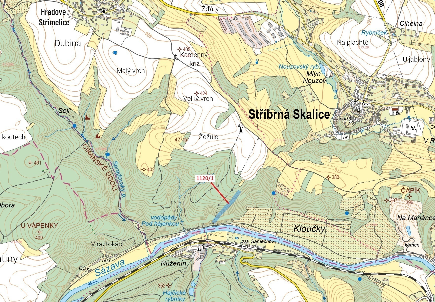 Lesní pozemek o výměře 10 096 m2, podíl 1/1, katastrální území Hradové Střimelice, obec Stříbrná Ska