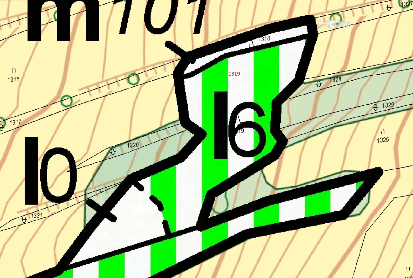 Lesní pozemek o výměře 2439 m2, podíl 1/1, katastrální území Kletné, obec Suchdol nad Odrou, obec s 