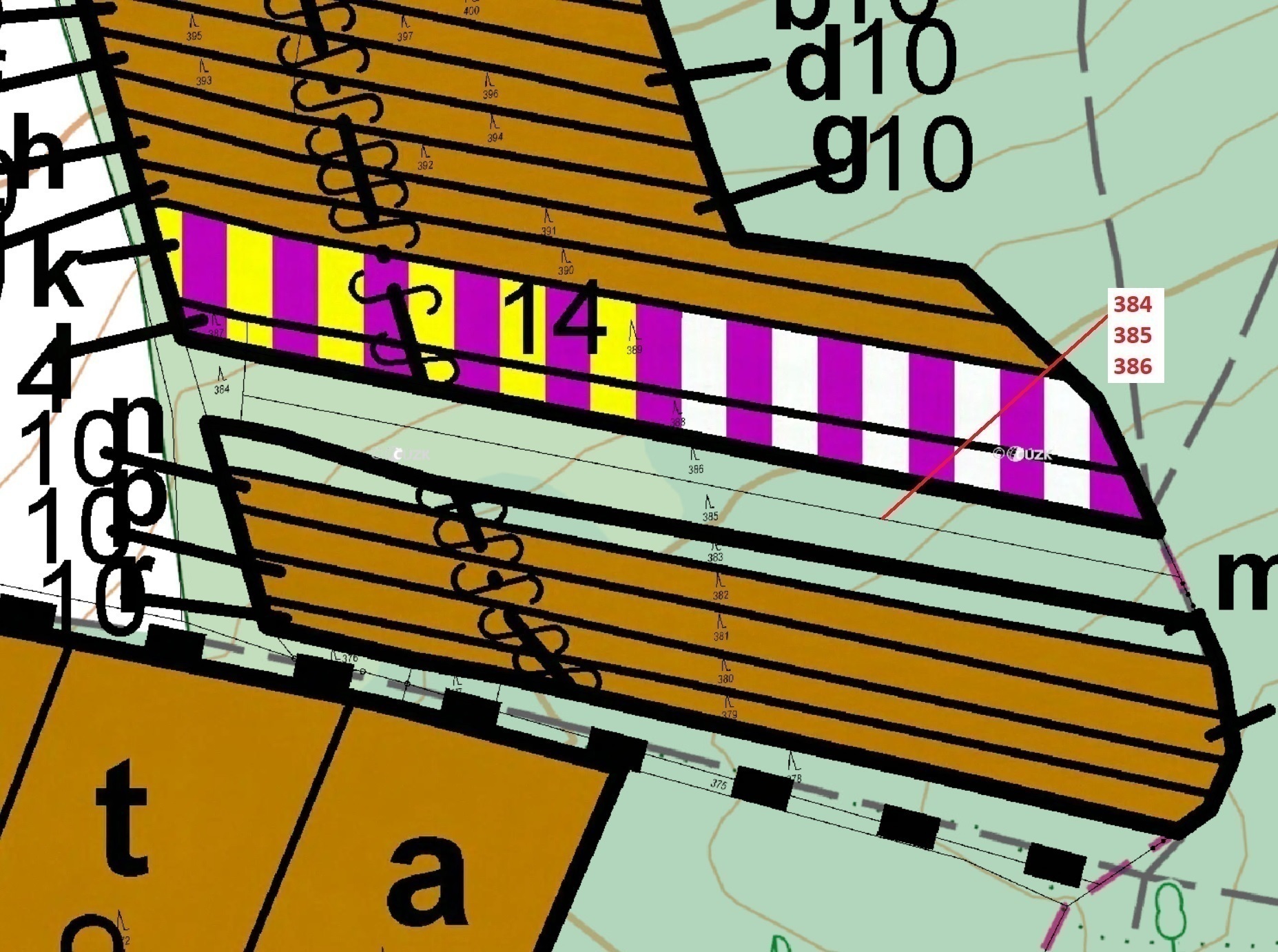 Lesní pozemky o výměře 3483 m2, podíl 1/1, katastrální území Hradčany na Moravě, obec Hradčany, obec