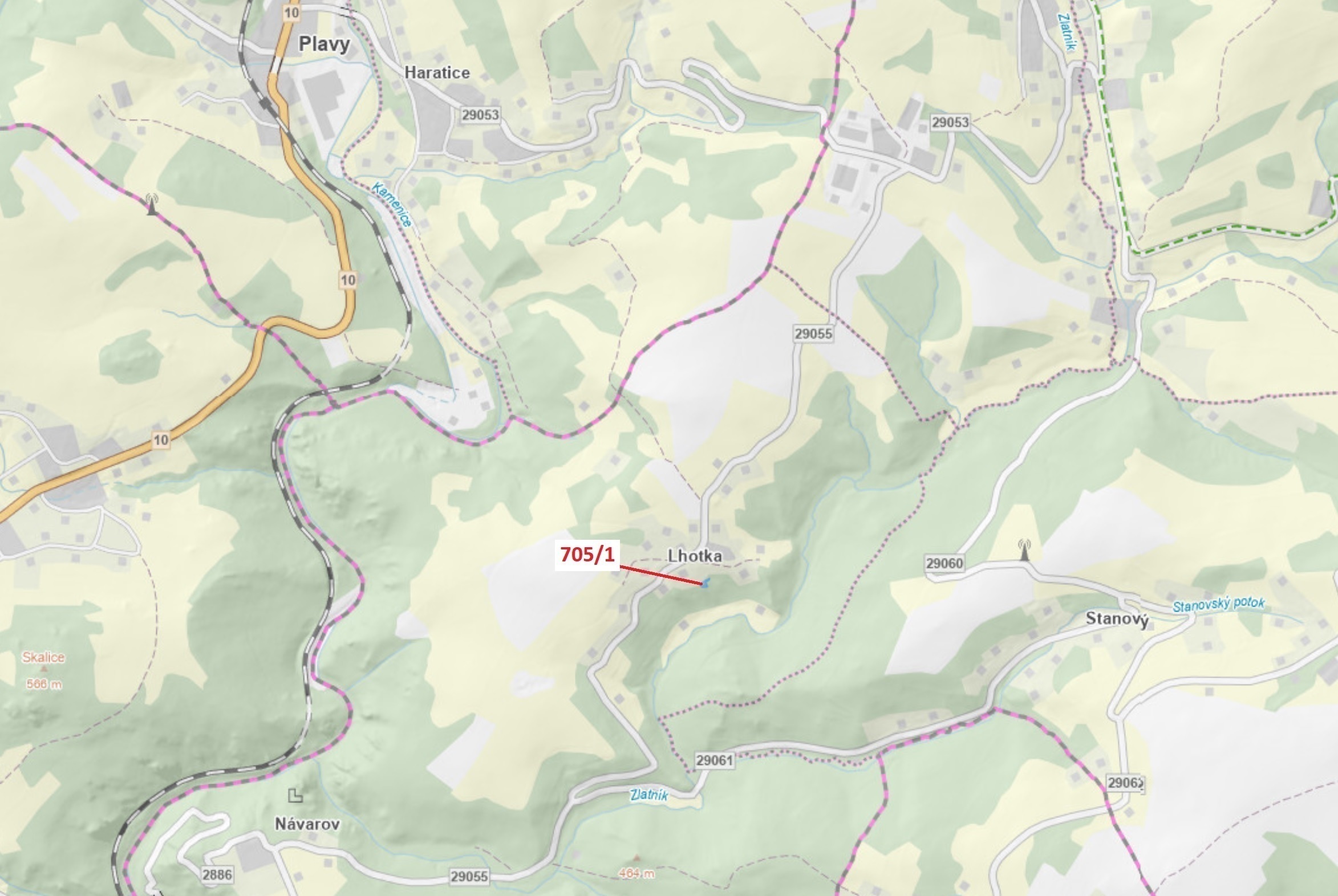 Trvalý travní porost o výměře 438 m2, podíl 1/1, katastrální území Lhotka u Zlaté Olešnice, obec Zla