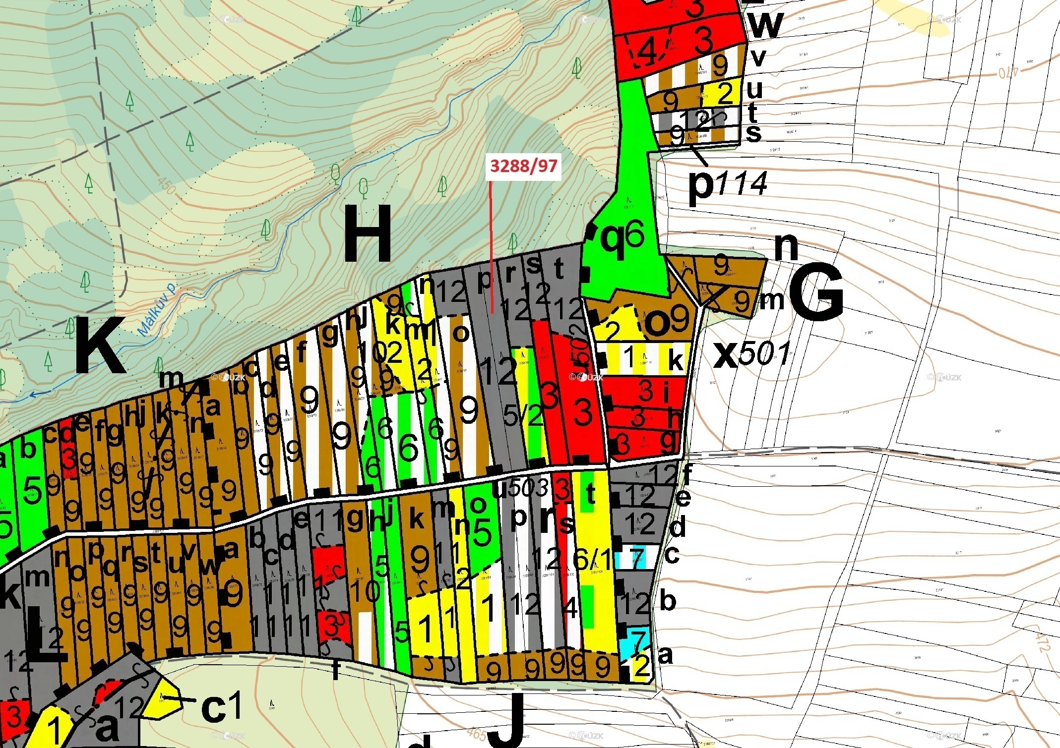 Lesní pozemek o výměře 1729 m2, podíl 1/1, katastrální území Hosty, obec Hosty, obec s rozšířenou pů
