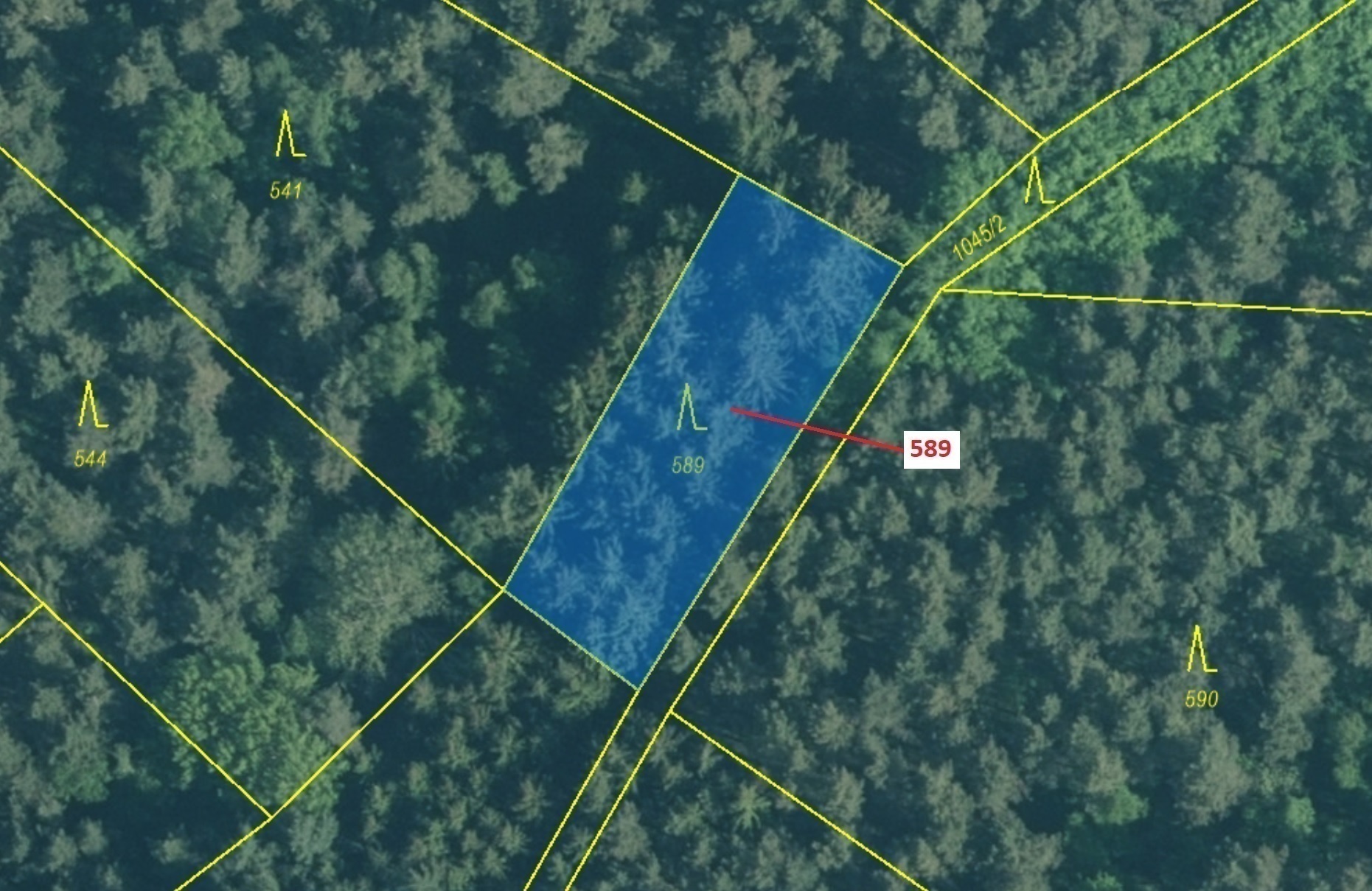 Lesní pozemek o výměře 713 m2, podíl 1/1, katastrální území Kuřimany, obec Kuřimany, obec s rozšířen