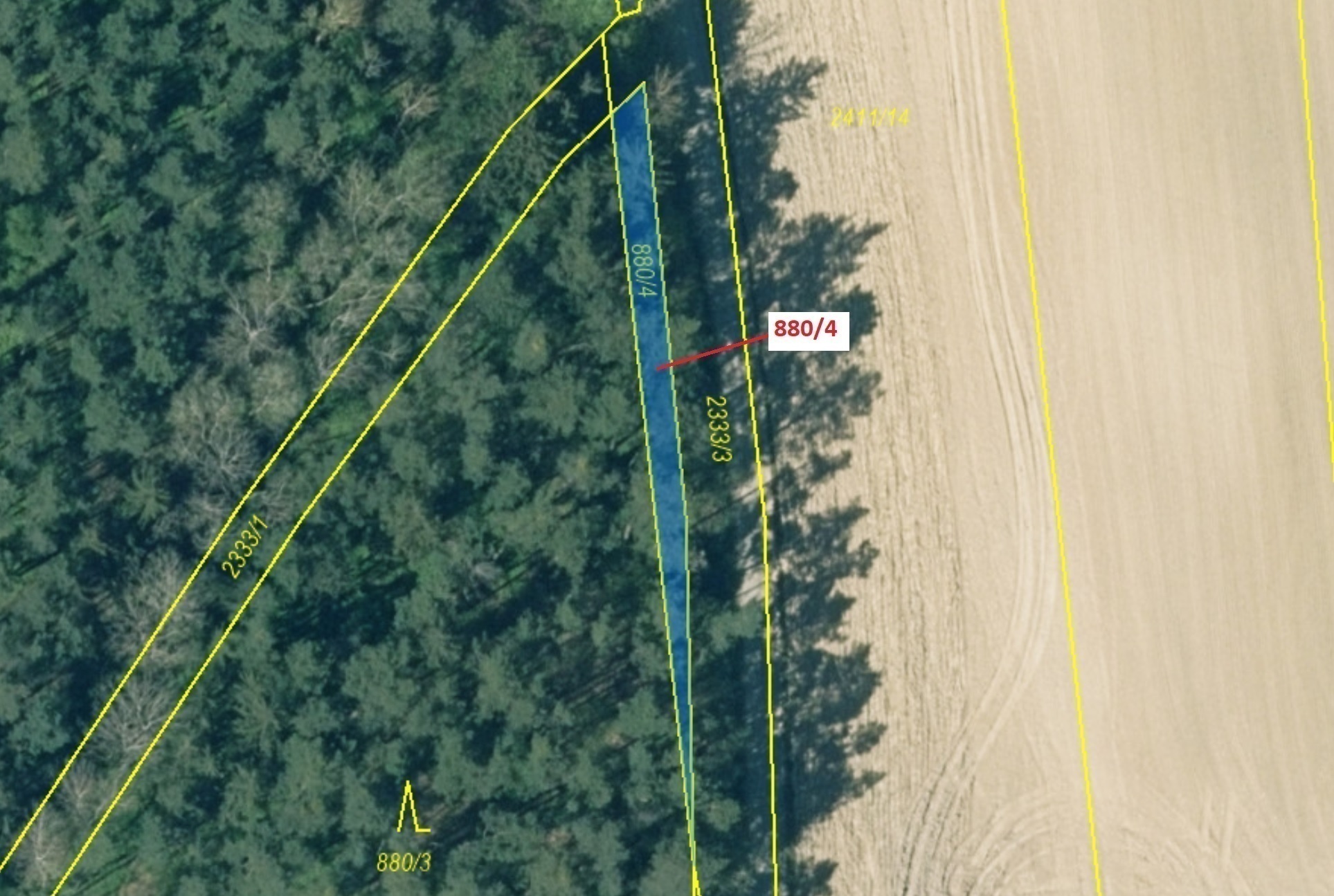 Lesní pozemek o výměře 130 m2, podíl 1/1, katastrální území Nynice, obec Hromnice, obec s rozšířenou