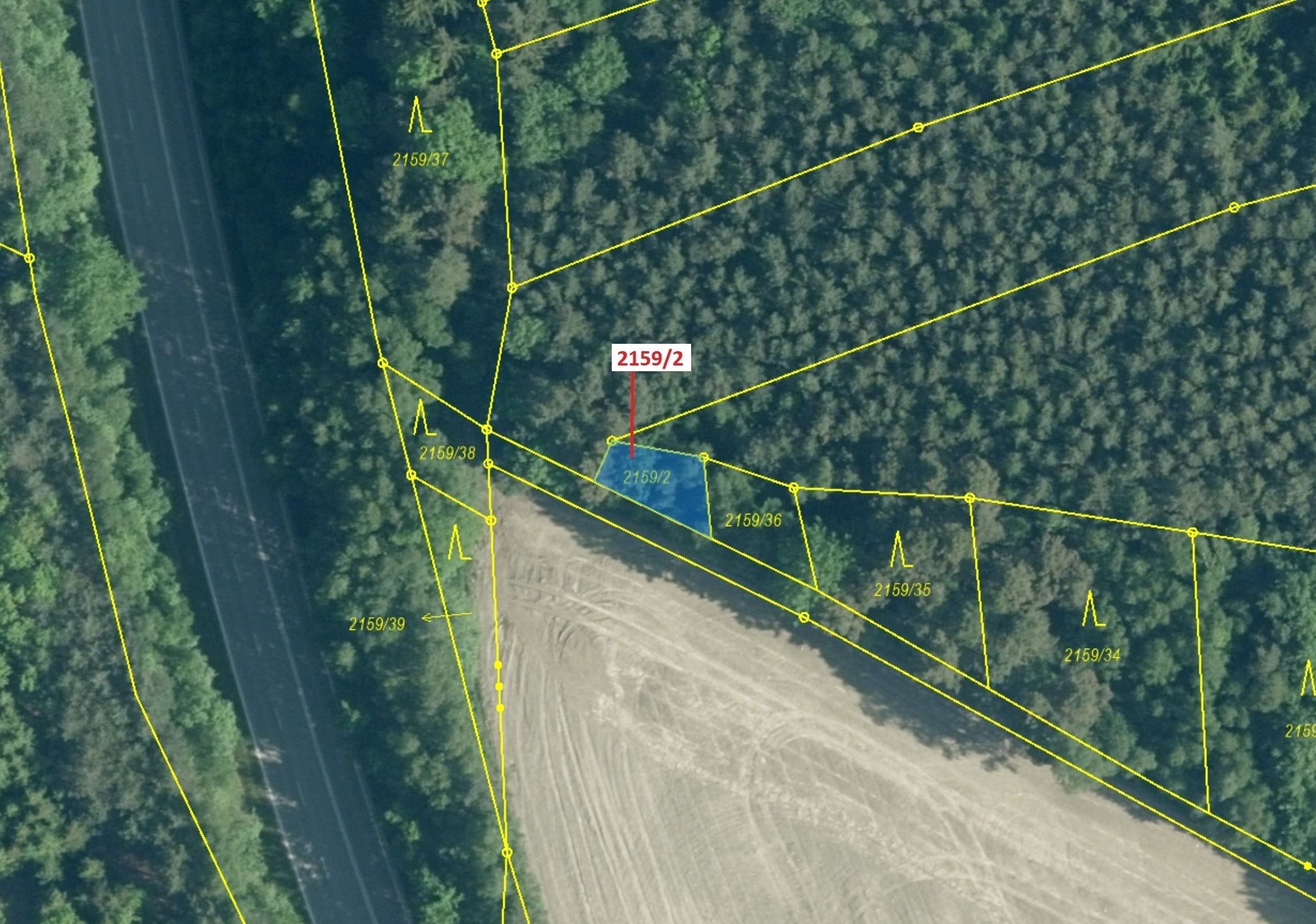 Lesní pozemek o výměře 90 m2, podíl 1/1, katastrální území Žaltice, obec Mirkovice, obec s rozšířeno