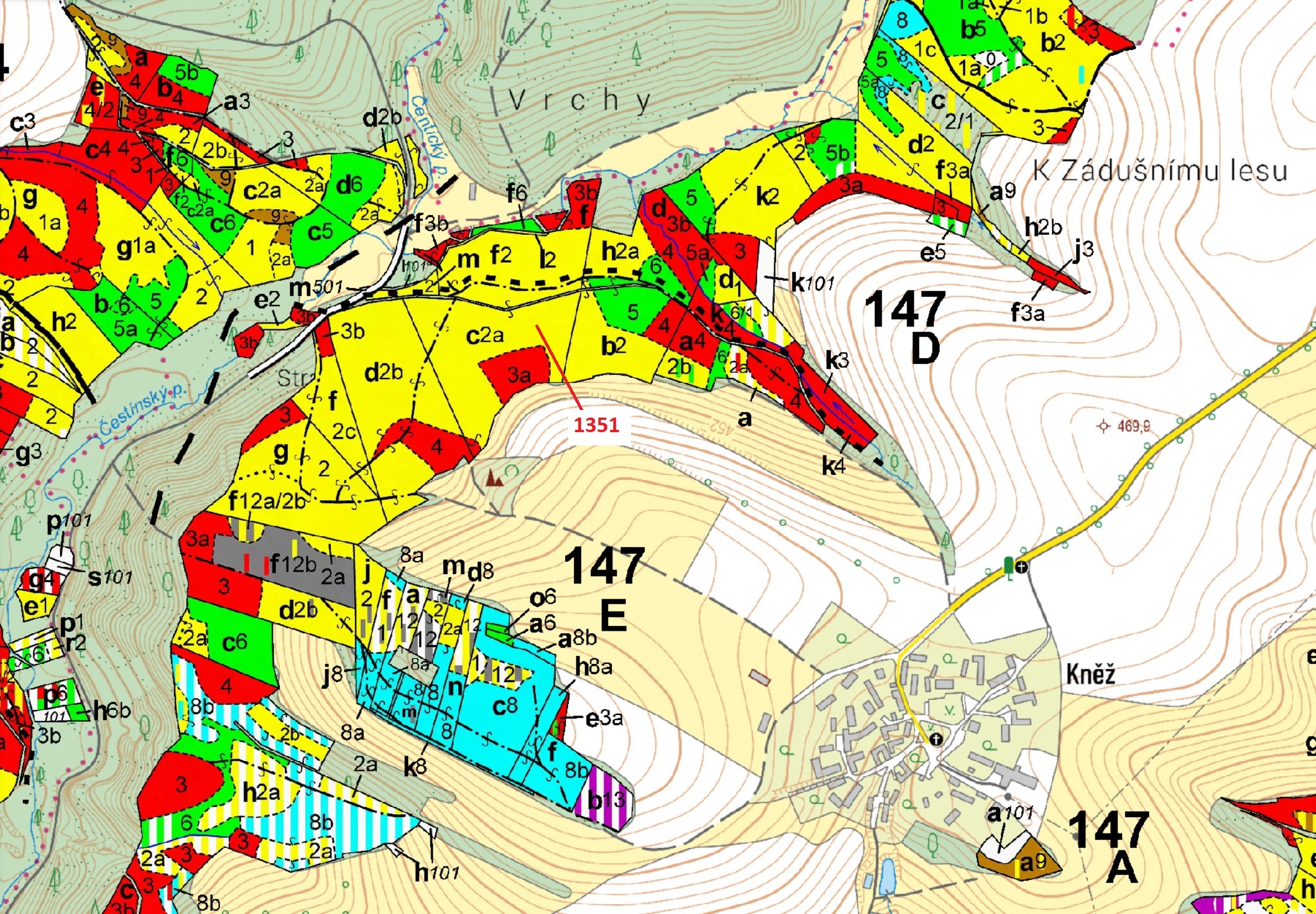 Lesní pozemek o výměře 22 508 m2, podíl 1/1, katastrální území Kněž u Čestína, obec Čestín, obec s r