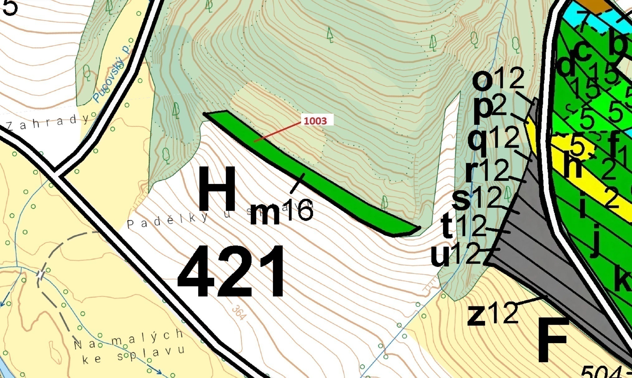 Lesní pozemek o výměře 3001 m2, podíl 1/1, katastrální území Jedov, obec Náměšť nad Oslavou, obec s 