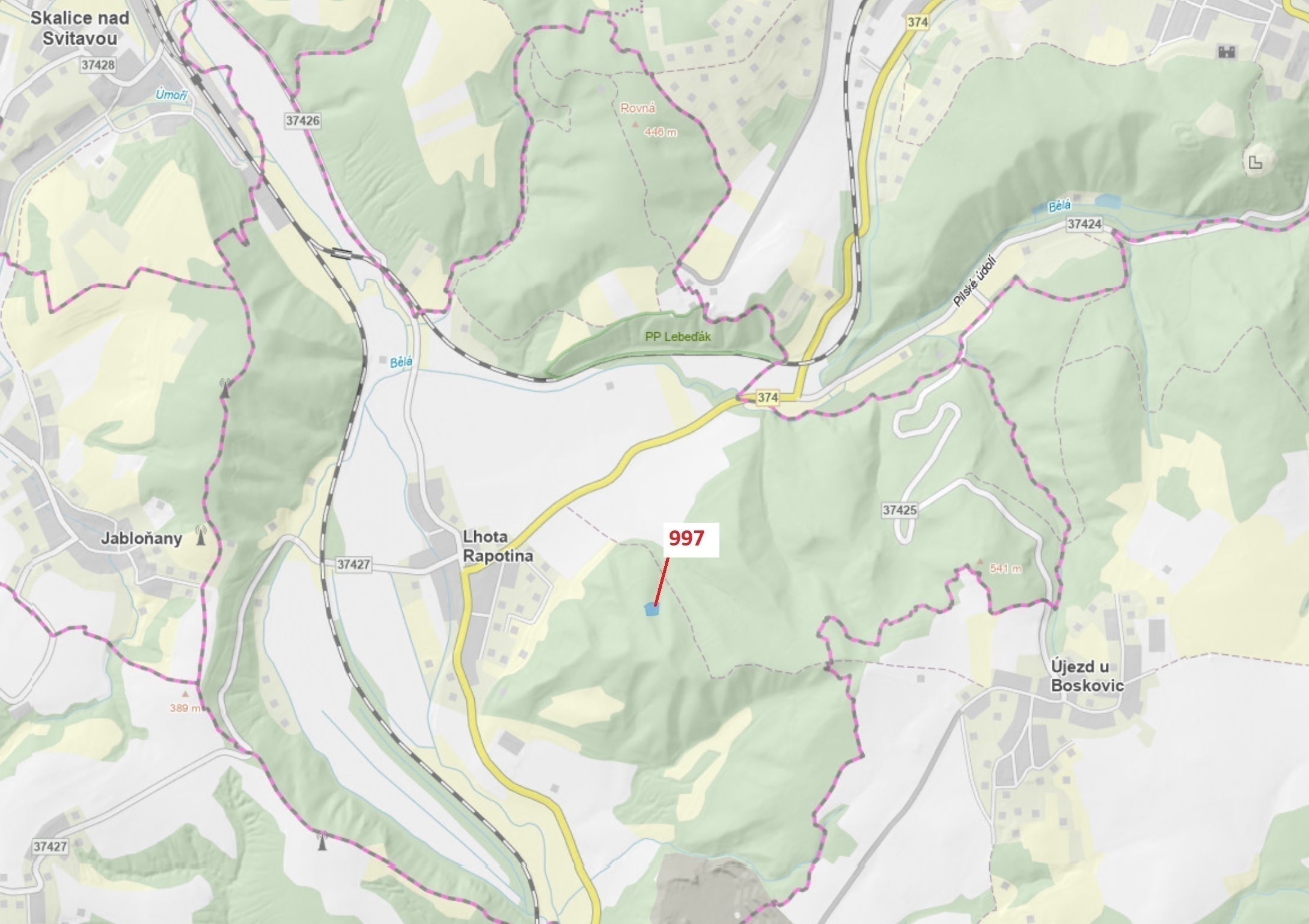 Lesní pozemek o výměře 1938 m2, podíl 1/1, katastrální území Lhota Rapotina, obec Lhota Rapotina, ob