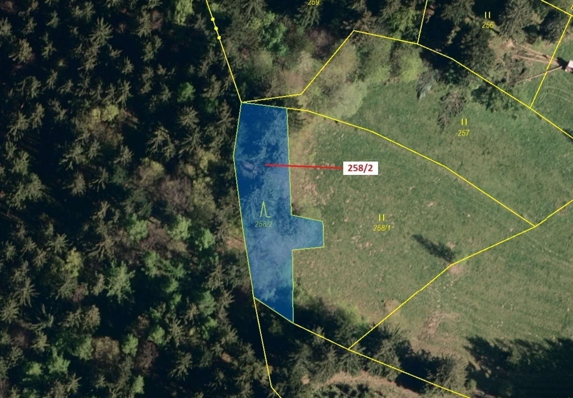 Lesní pozemek o výměře 697 m2, podíl 1/1, katastrální území Zděchov, obec Zděchov, obec s rozšířenou
