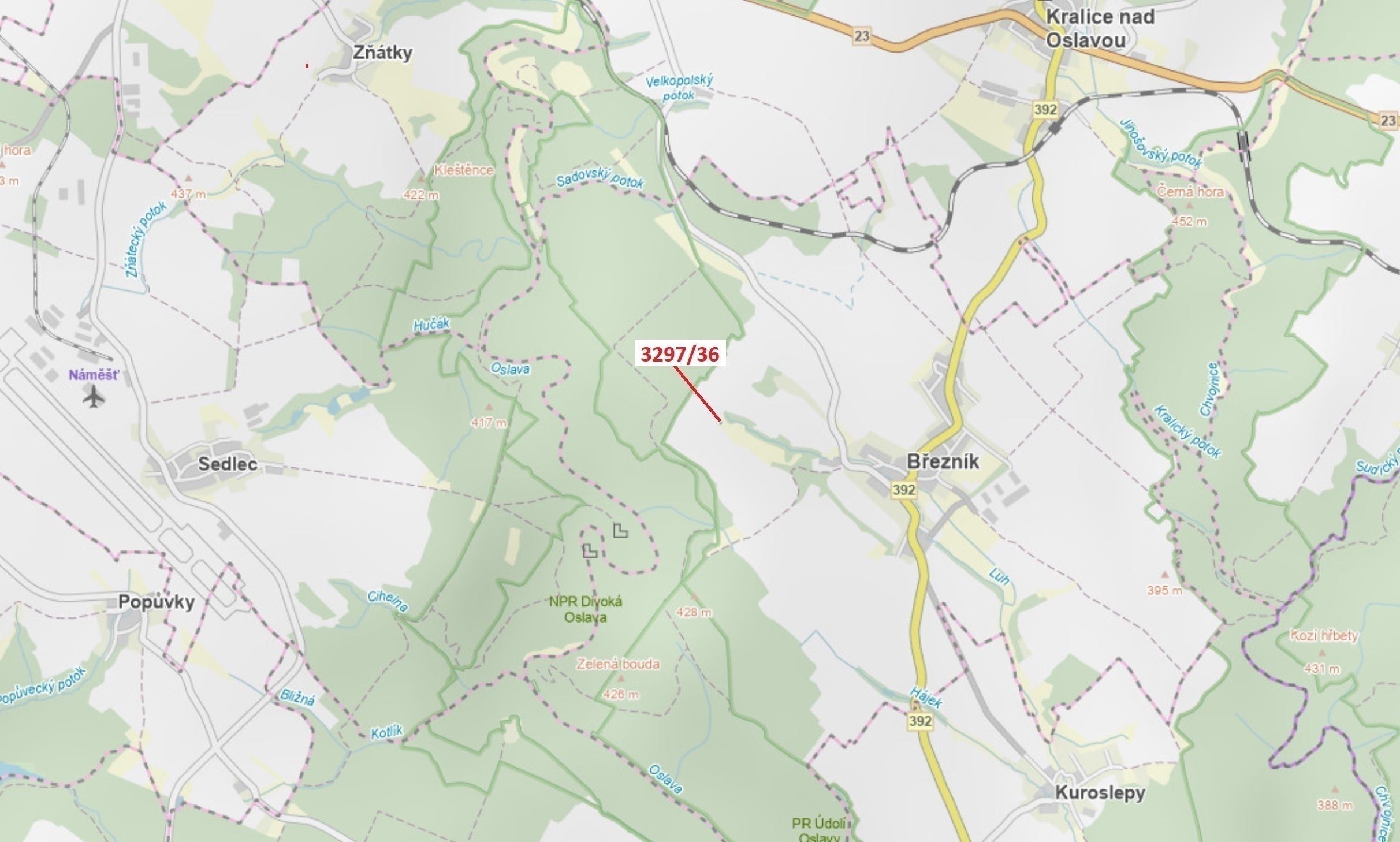 Ostatní plocha o výměře 86 m2, podíl 1/1, katastrální území Březník, obec Březník, obec s rozšířenou