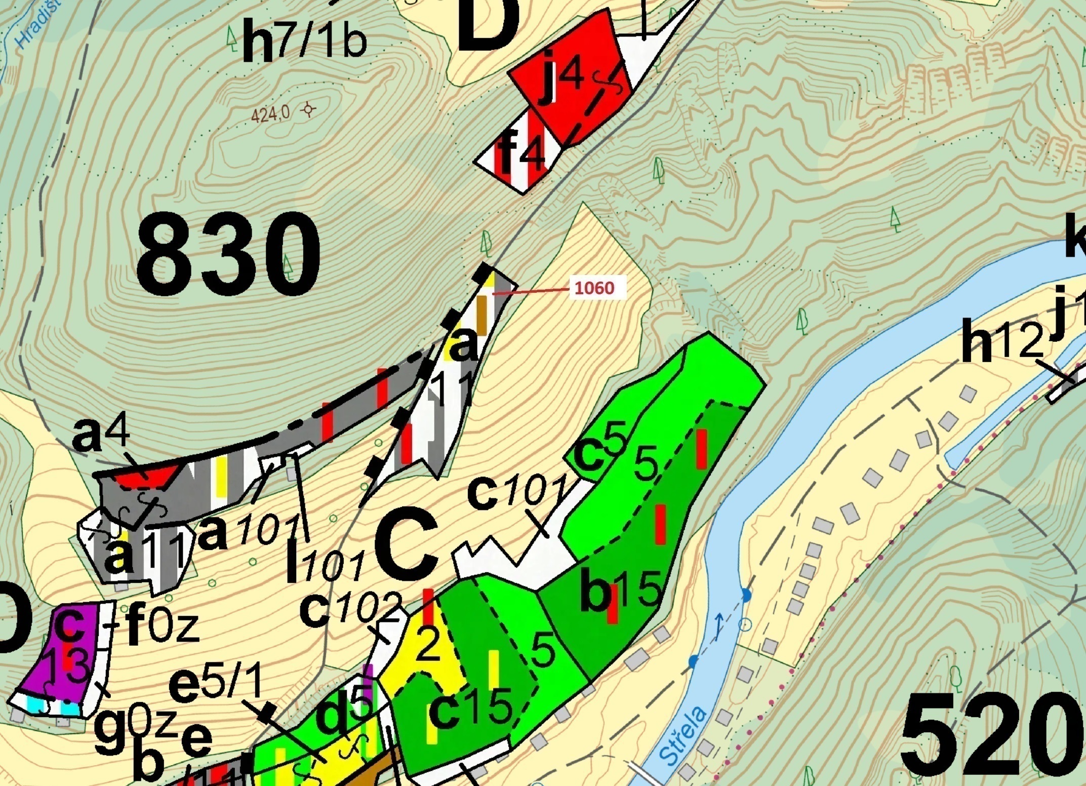 Lesní pozemek o výměře 1 462 m2, podíl 1/1, katastrální území Horní Hradiště, obec Plasy, obec s roz