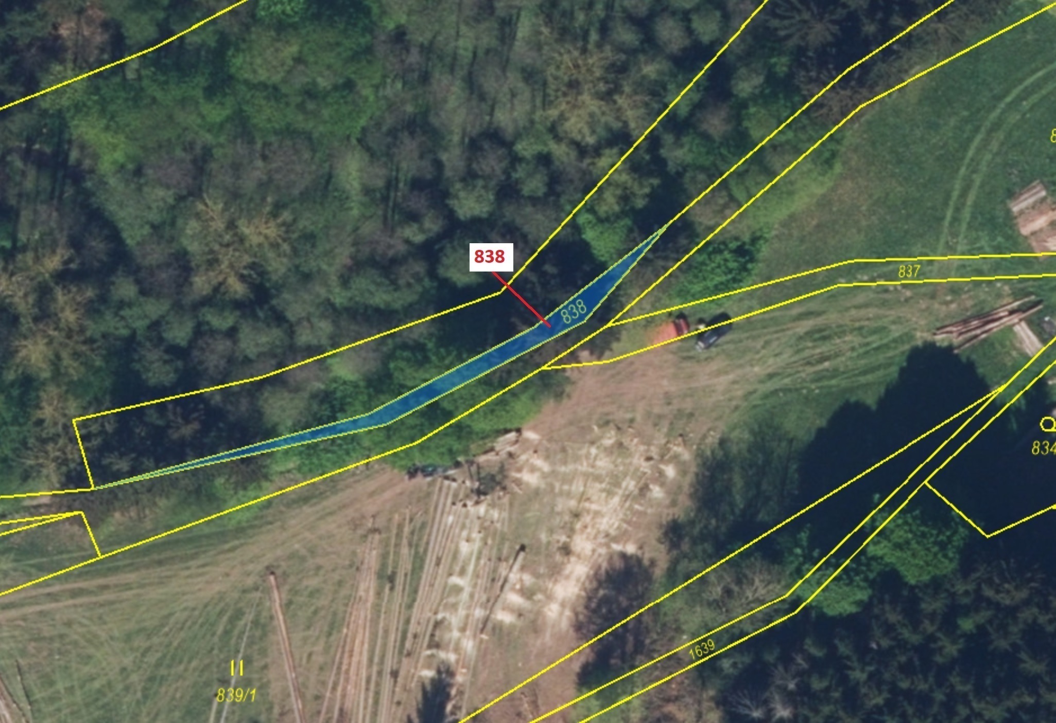 Lesní pozemek o výměře 72 m2, podíl 1/1, katastrální území Ohnišov, obec Ohnišov, obec s rozšířenou 
