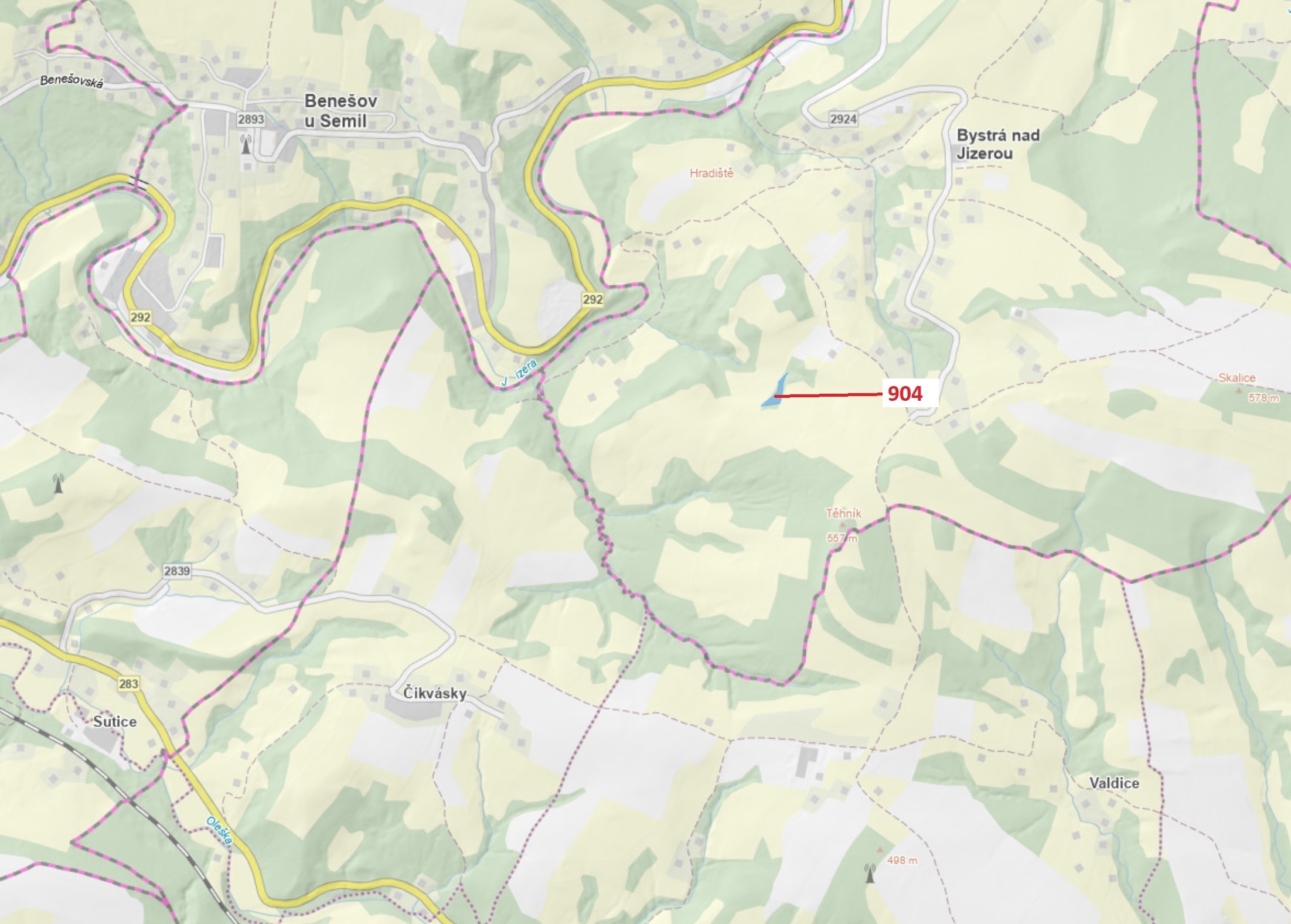 Lesní pozemek o výměře 2 802 m2, podíl 1/1, katastrální území Bystrá nad Jizerou, obec Bystrá nad Ji