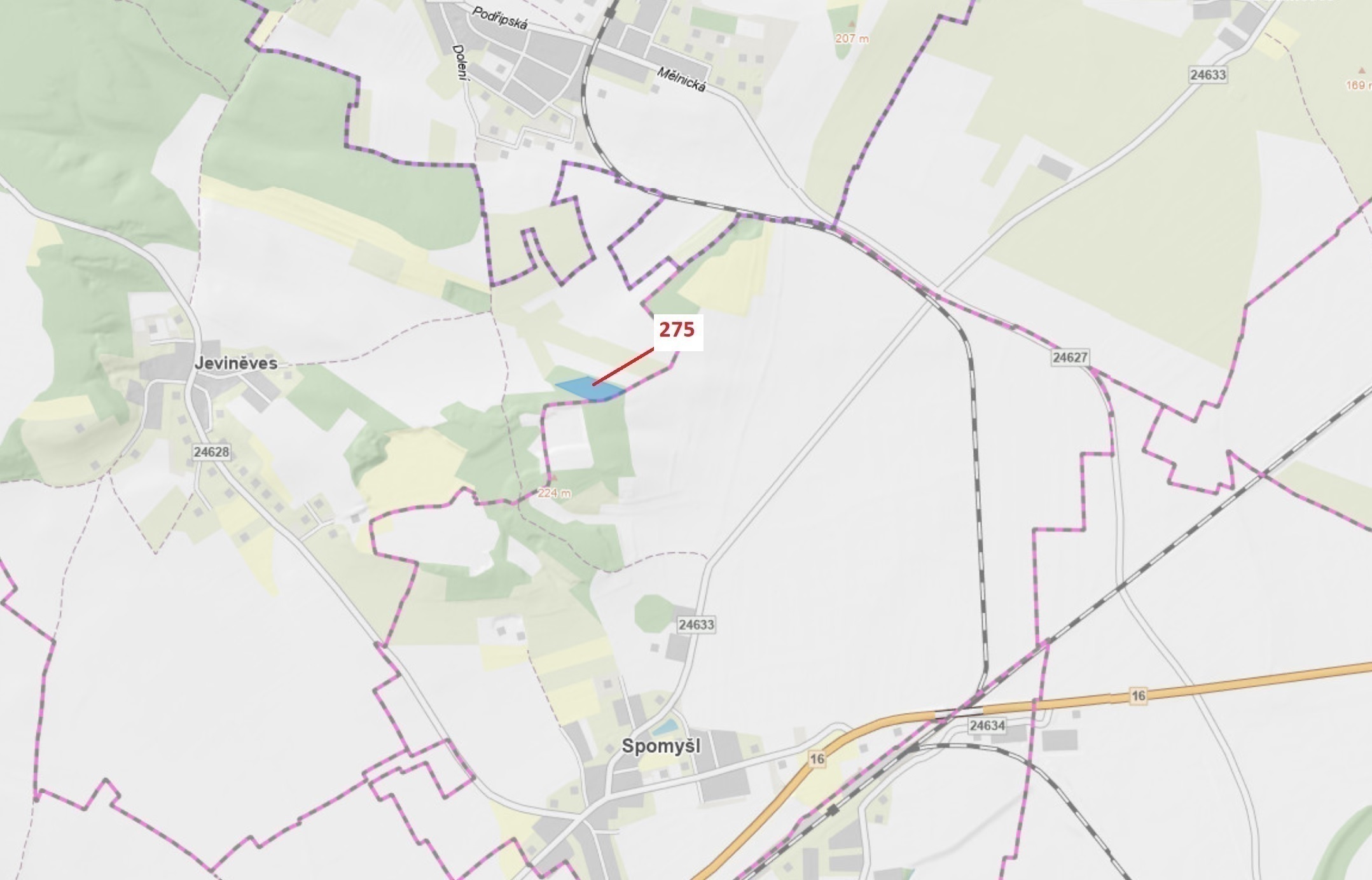 Lesní pozemek o výměře 10 319 m2, podíl 1/1, katastrální území Jeviněves, obec Jeviněves, obec s roz