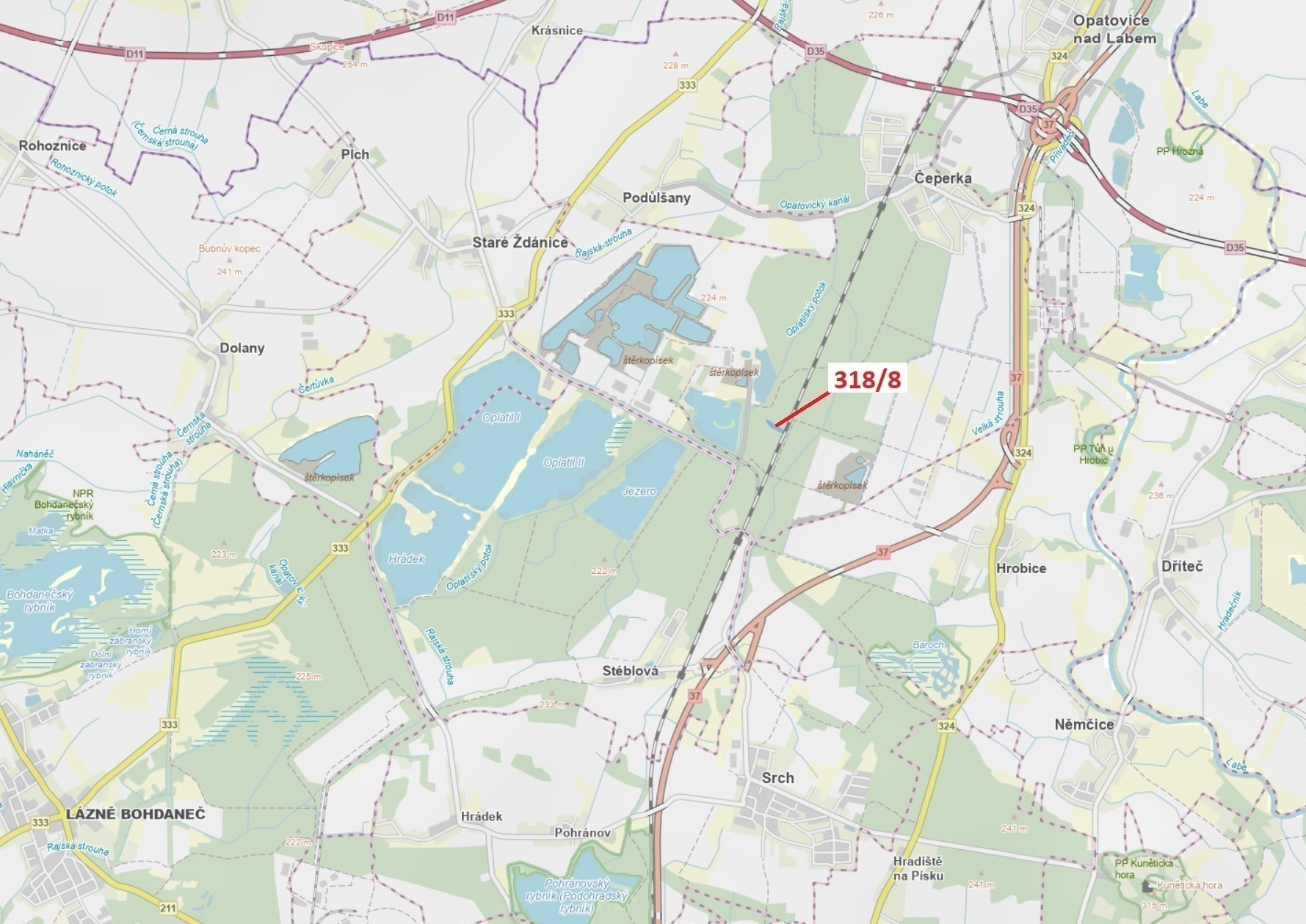 Lesní pozemek o výměře 5317 m2, podíl 1/1, katastrální území Čeperka, obec Čeperka, obec s rozšířeno