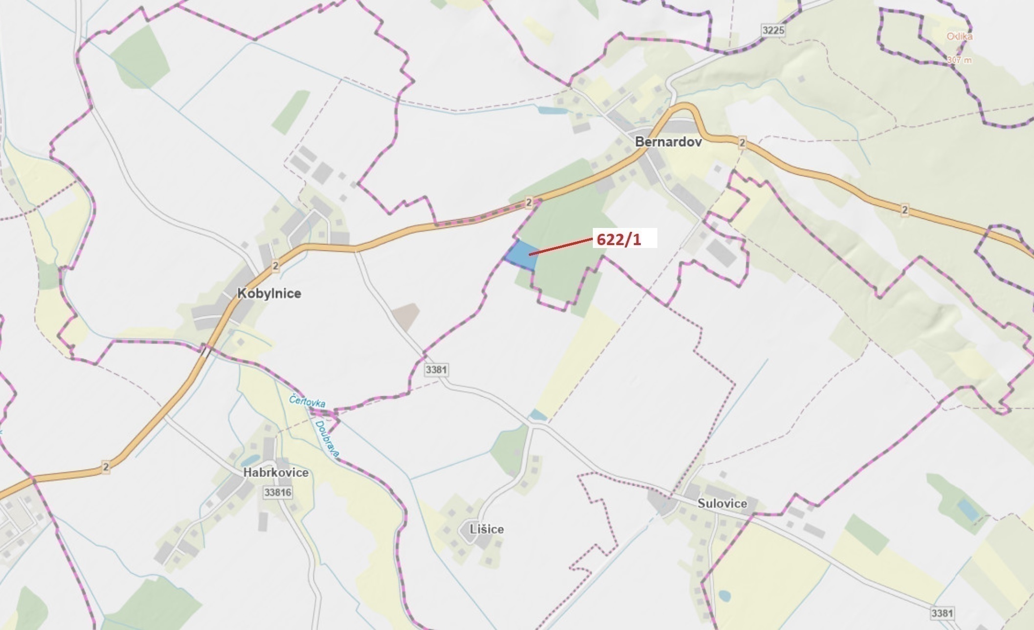 Lesní pozemek o výměře 12 017 m2, podíl 1/1, katastrální území Bernardov, obec Bernardov, obec s roz
