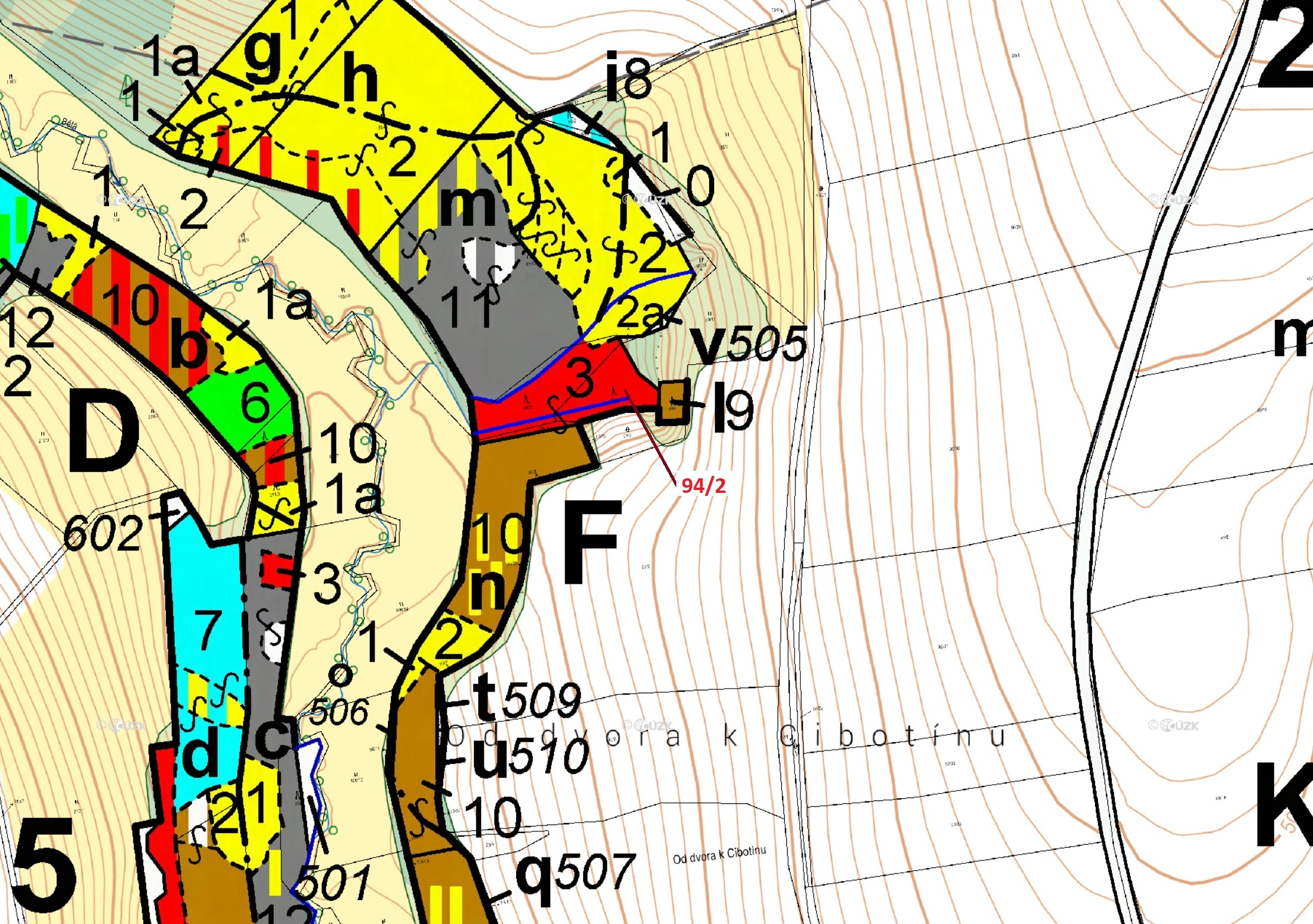 Lesní pozemek o výměře 909 m2, podíl 1/1, katastrální území Macourov, obec Žižkovo Pole, obec s rozš