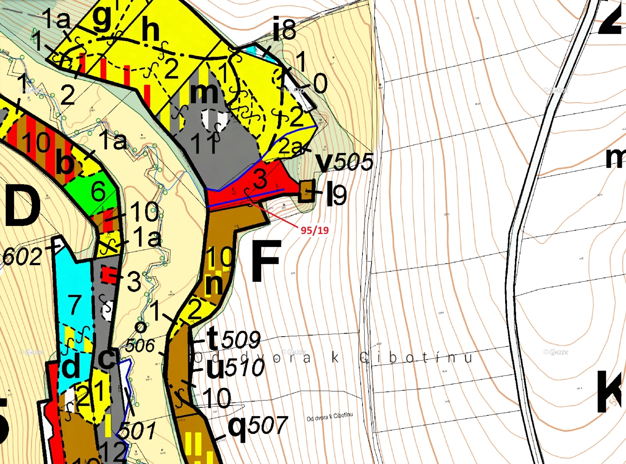 Lesní pozemek o výměře 121 m2, podíl 1/1, katastrální území Macourov, obec Žižkovo Pole, obec s rozš