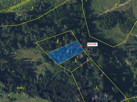 Prodej - pozemek, les, 1 372 m²