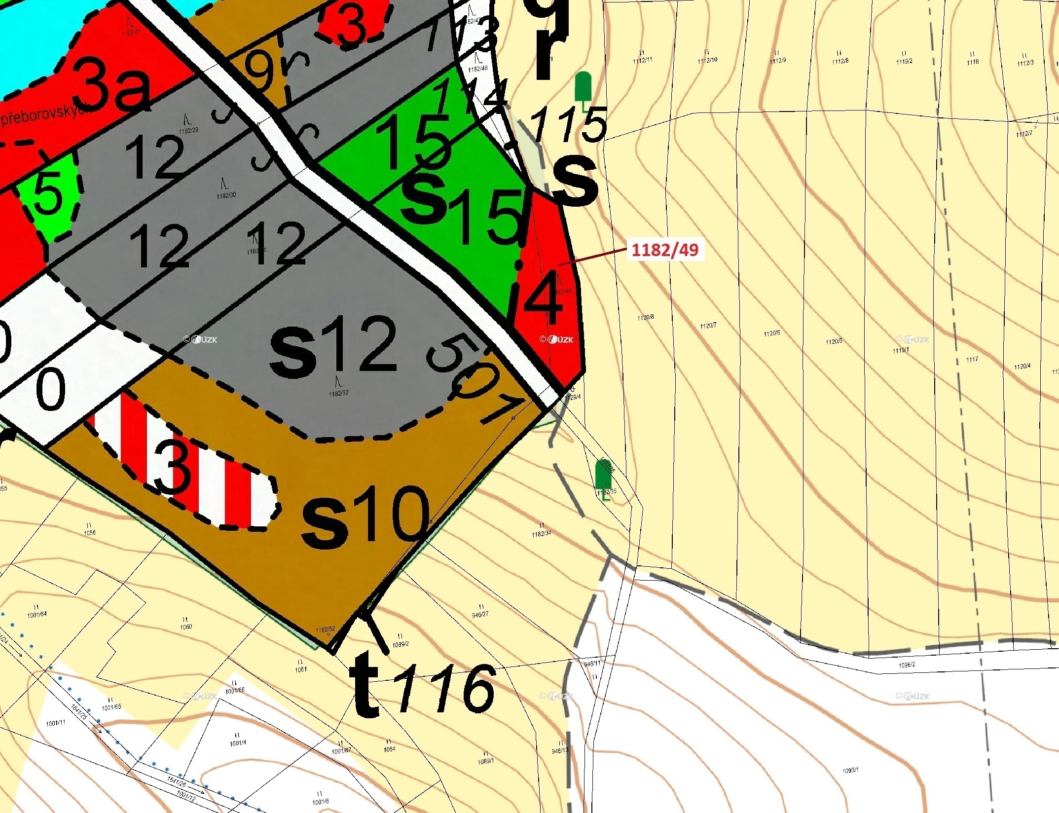 Lesní pozemek o výměře 1165 m2, podíl 1/1, katastrální území Přeborov, obec Přeborov, obec s rozšíře