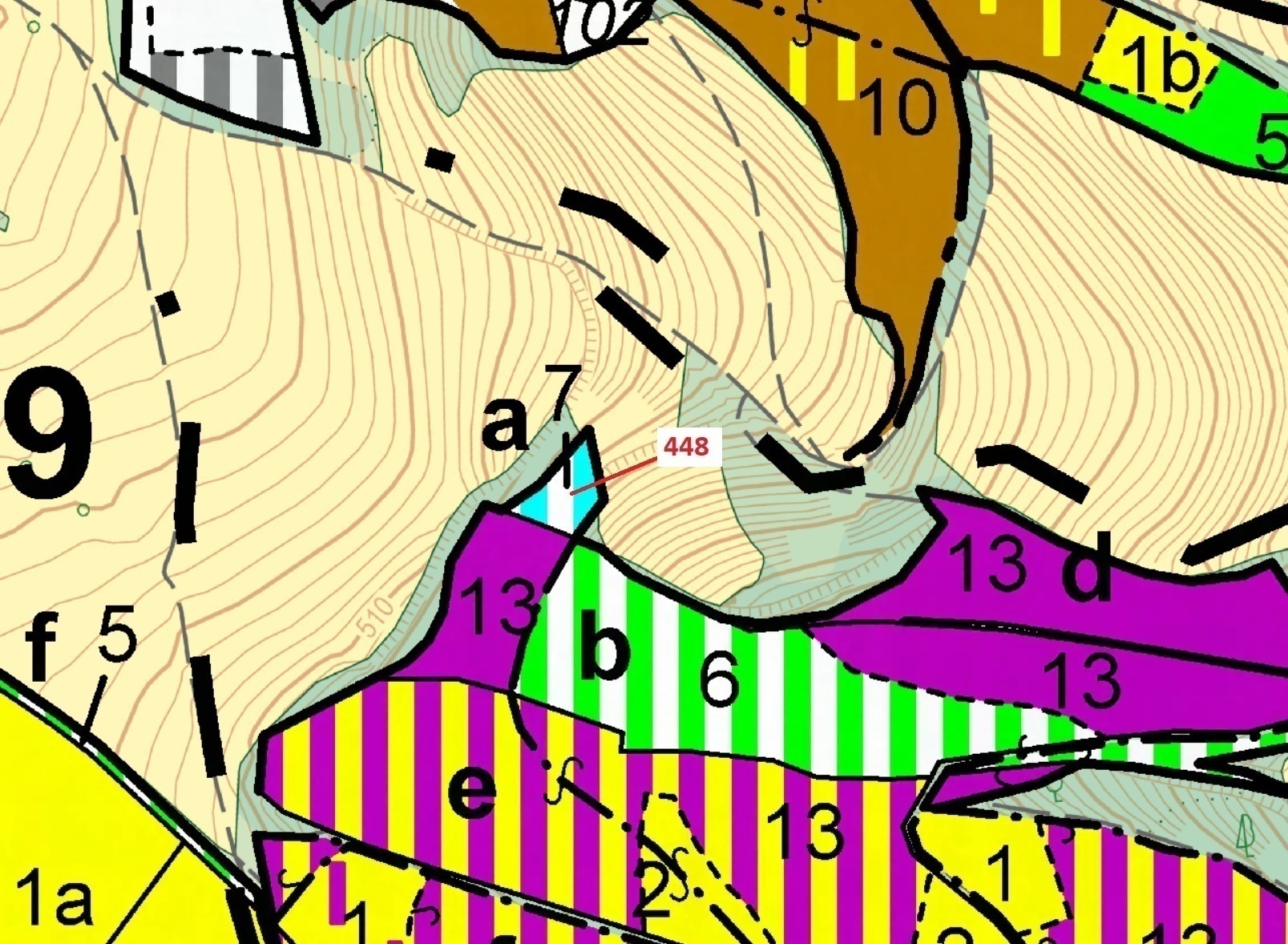 Lesní pozemek o výměře 586 m2, podíl 1/1, katastrální území Bohdalov u Městečka Trnávky, obec Městeč