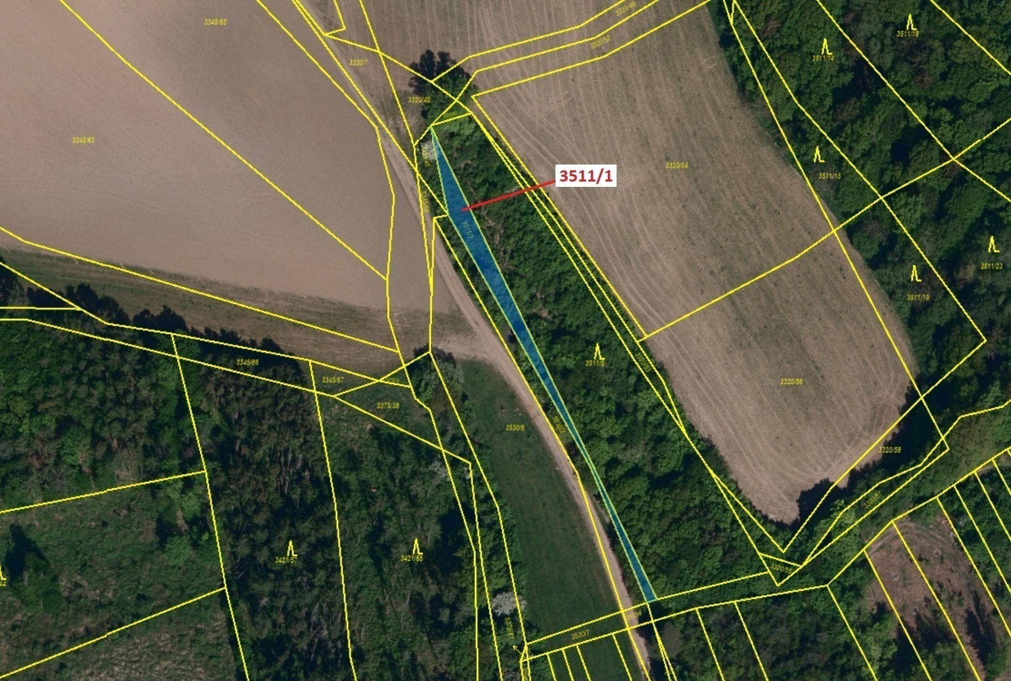 Lesní pozemek o výměře 420 m2, podíl 1/1, katastrální území Bojkovice, obec Bojkovice, obec s rozšíř